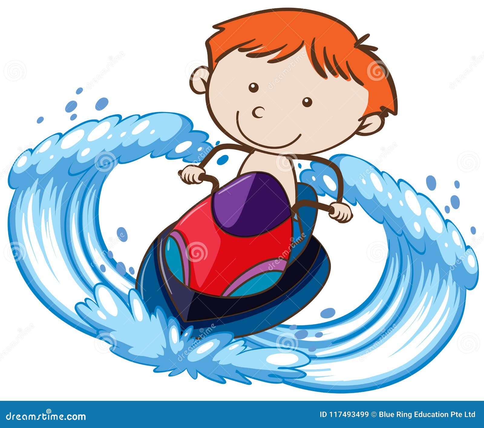 A Boy Riding Jetski on White Background Stock Vector Illustration of