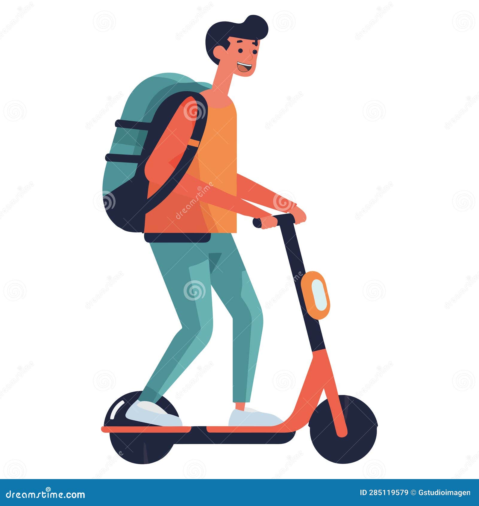 Boy riding motor scooter stock vector. Illustration of service 285119579