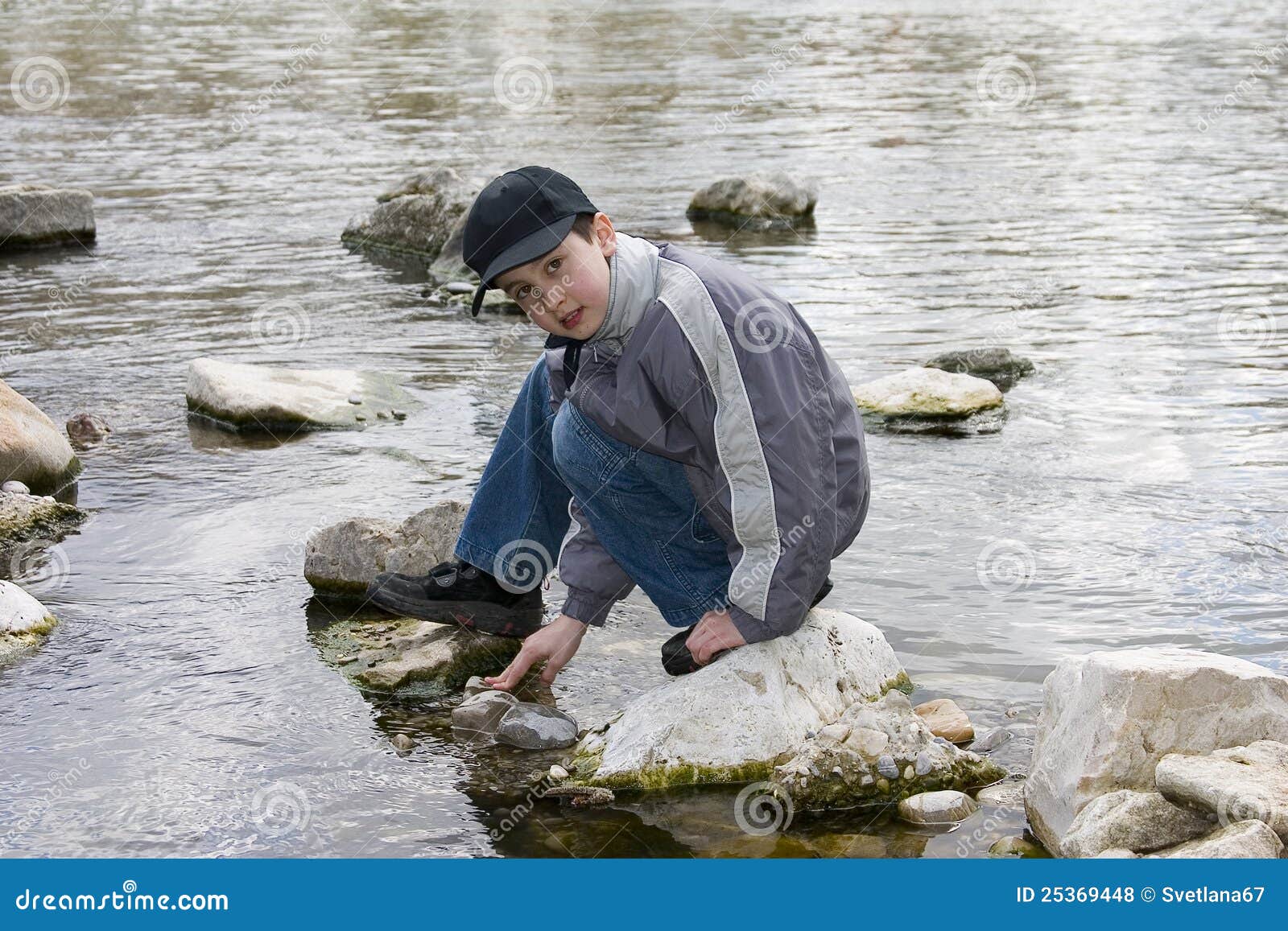 Boy on the river stock photo. Image of outdoor, happy - 25369448