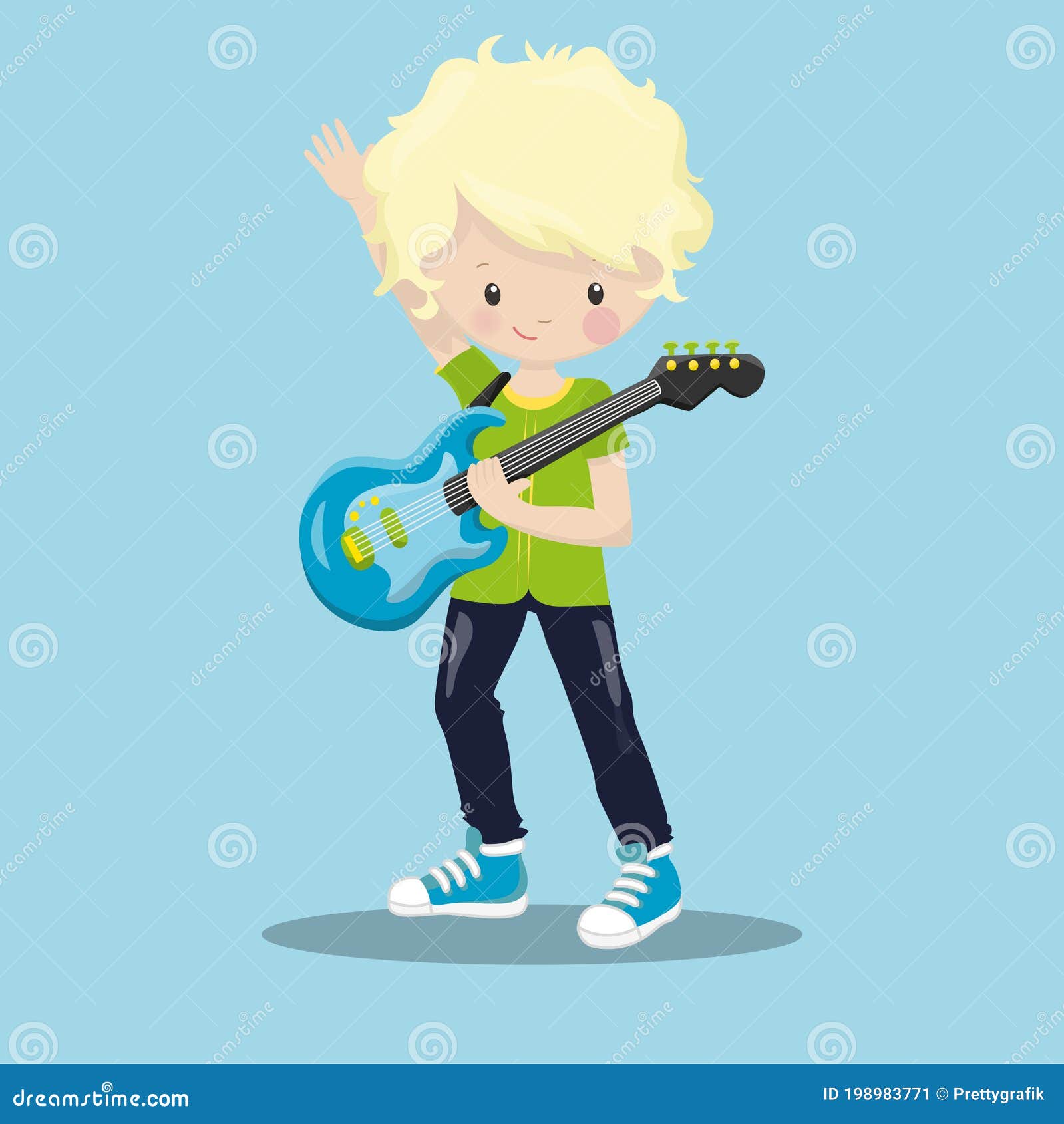 Boy Rock Band Blonde Guitarost 20 Stock Vector - Illustration of guitarost,  cartoon: 198983771