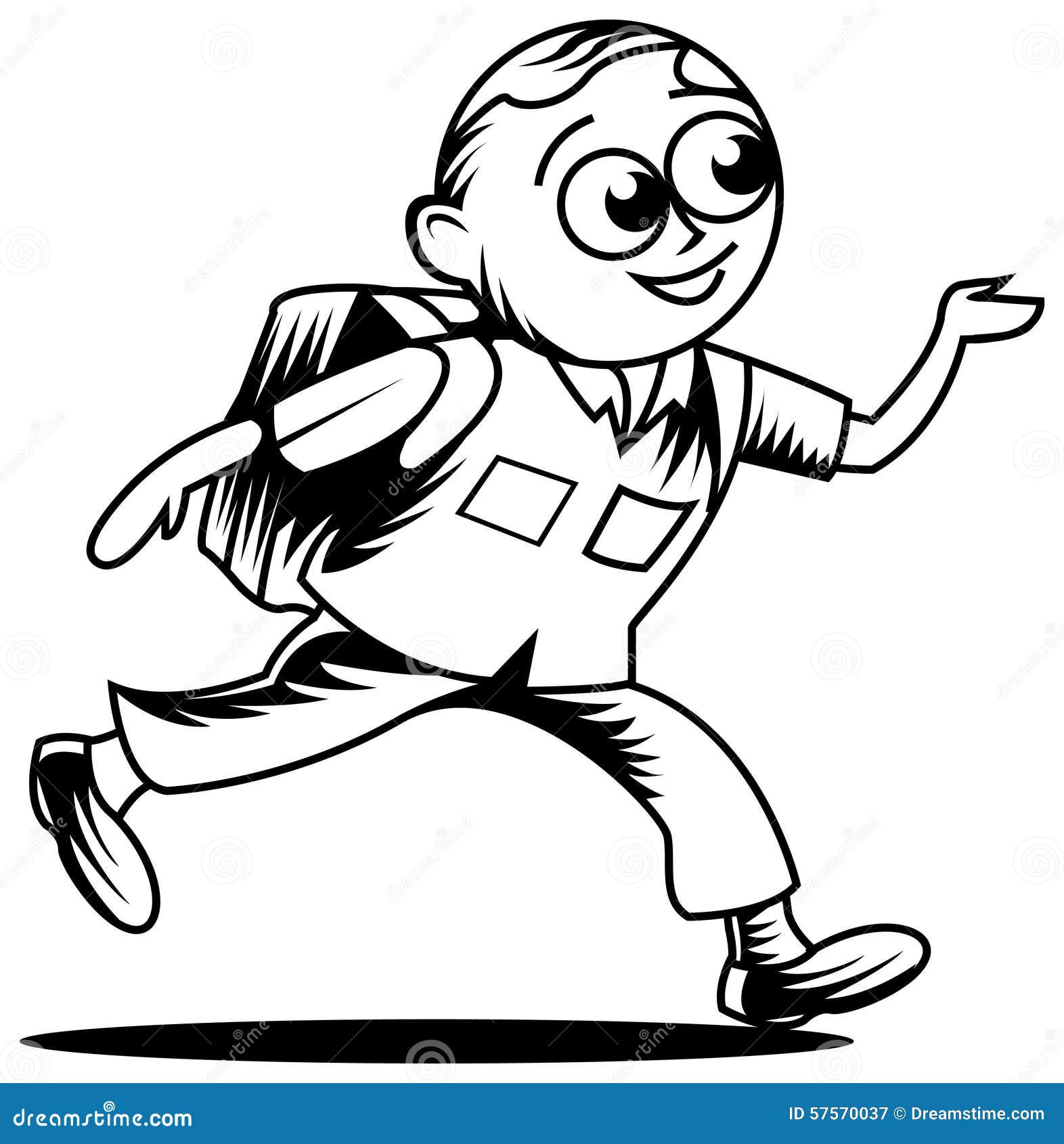 Boy run to school stock vector. Illustration of primary - 57570037