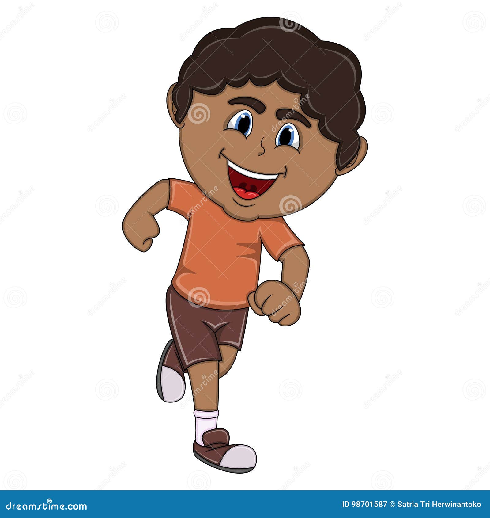 A boy running cartoon stock vector. Illustration of little - 98701587