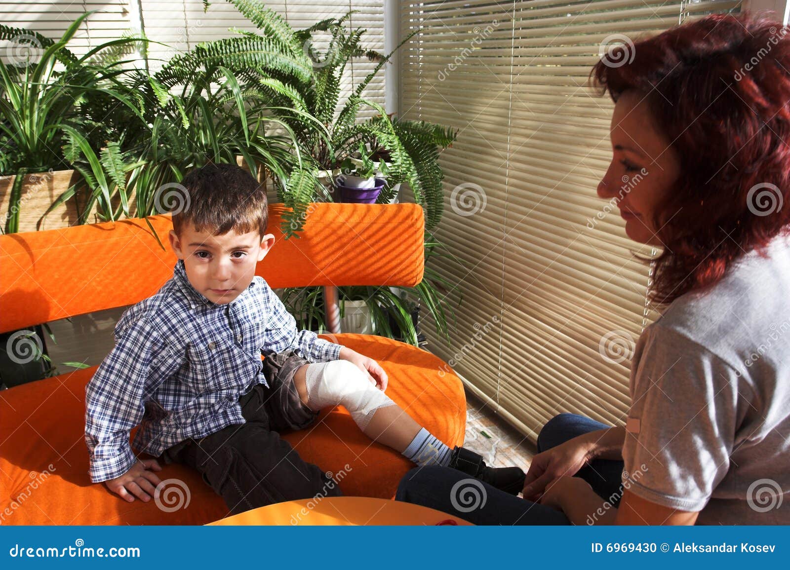 Boy s leg bandage stock photo. Image of healthcare, person 6969430