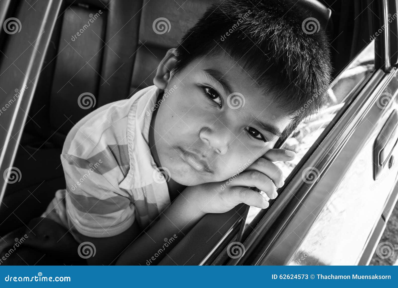 Boy Sad Alone in the Old Car Stock Image Image of care, depress 62624573