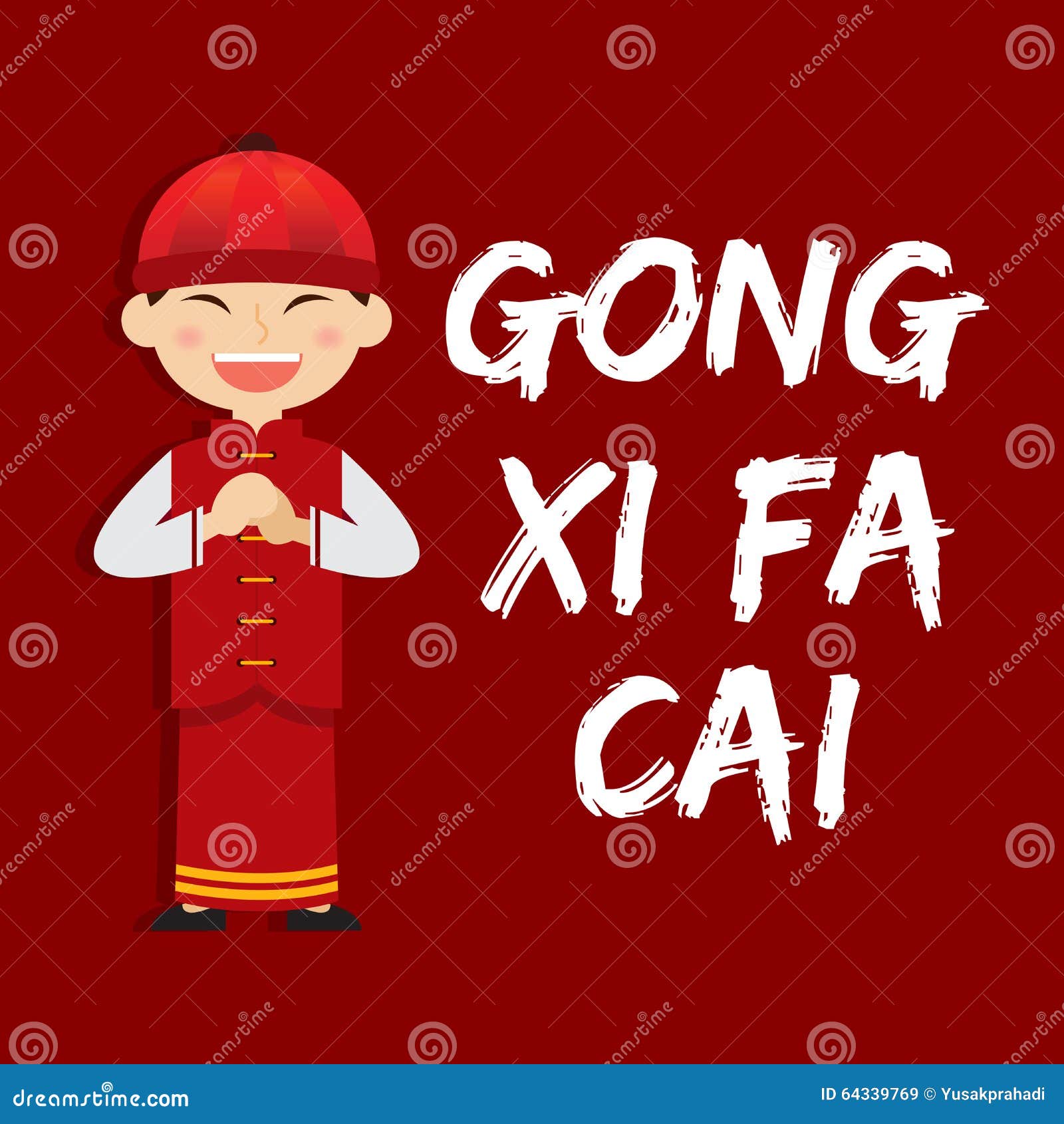 Boy Saying Gong Xi Fa Cai stock vector. Illustration of 