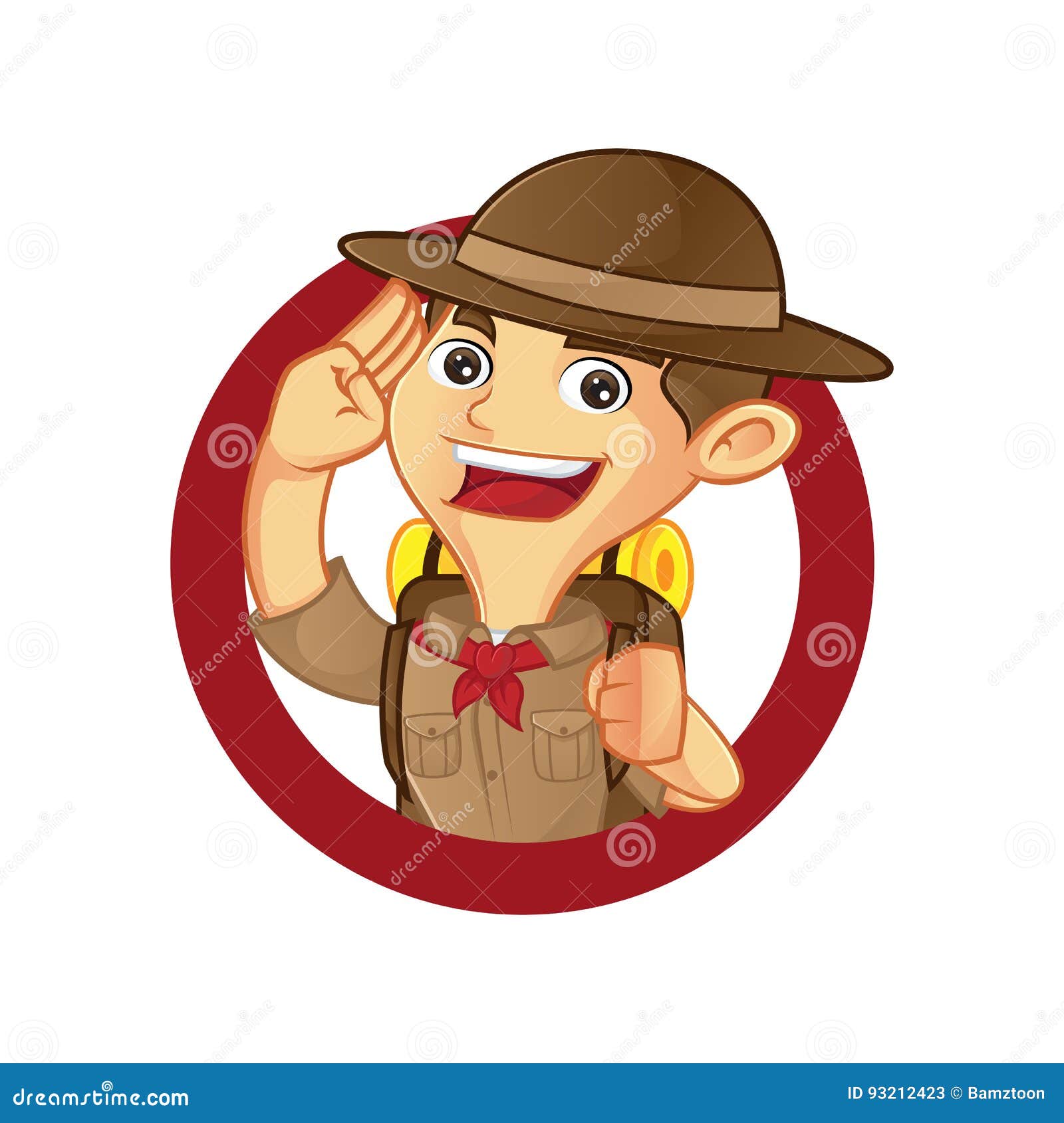 Boy Scout Cartoon Saluting Inside Circle Stock Vector Illustration of