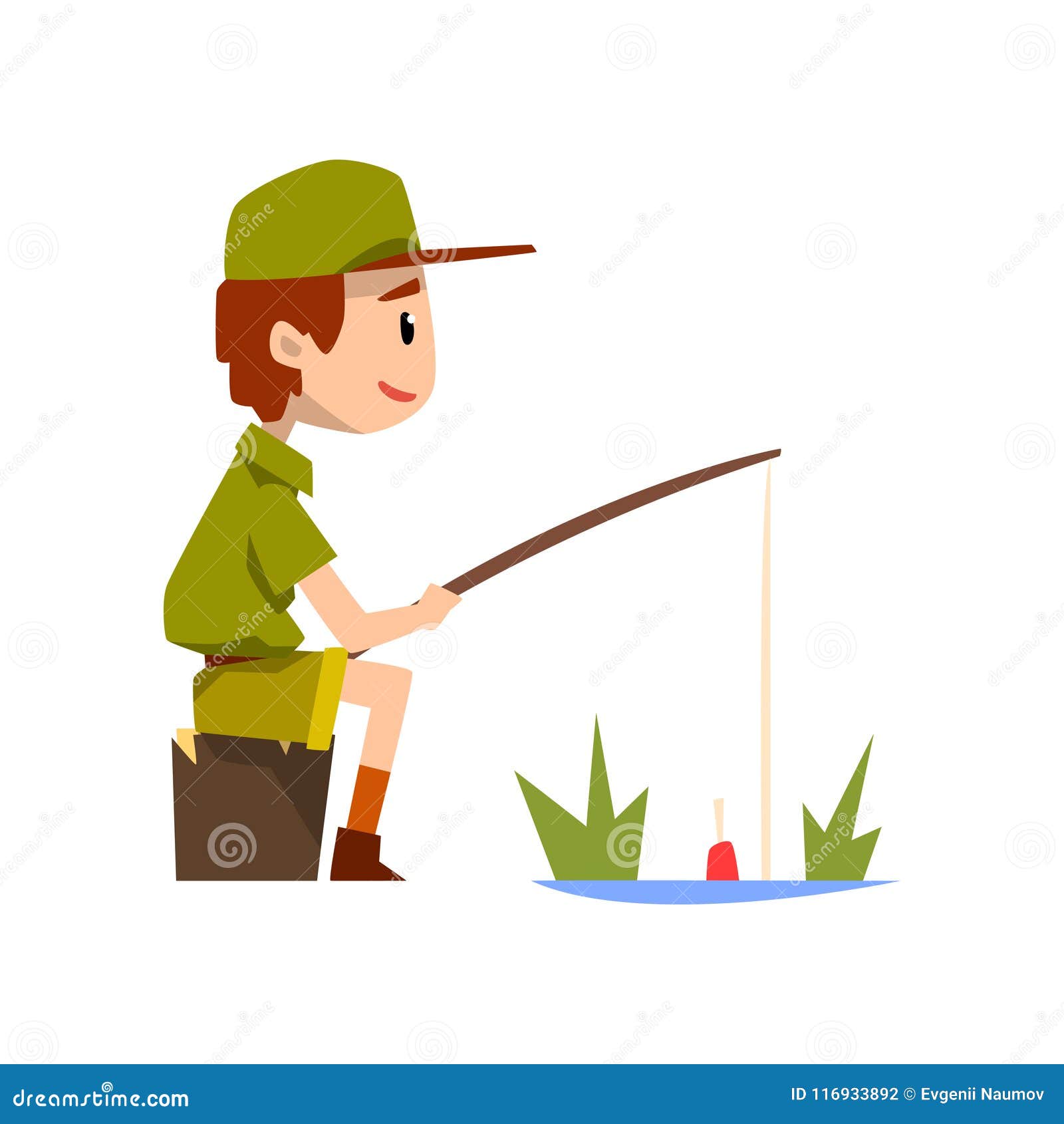 Boy Scout Character in Uniform Fishing, Outdoor Adventures and Survival ...