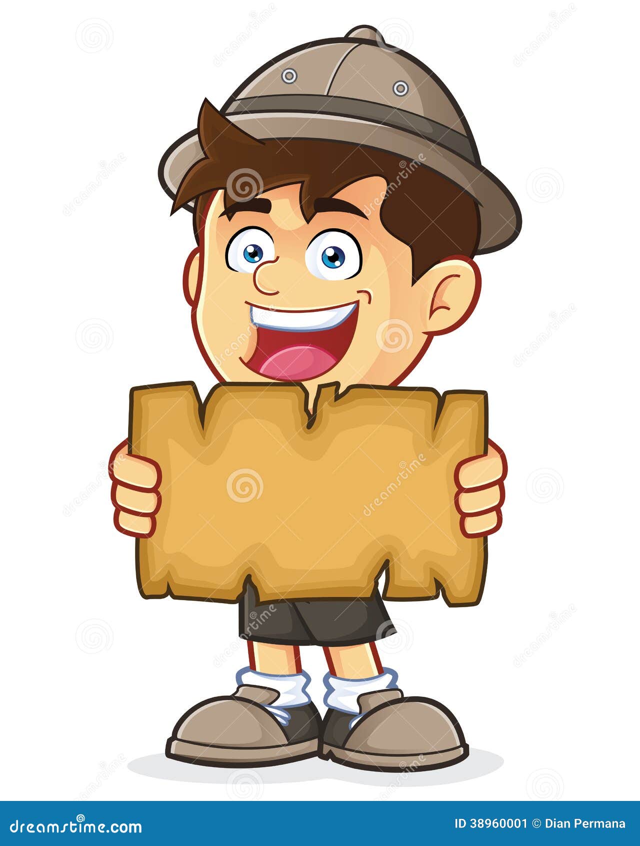 Boy Scout Or Explorer Boy Holding A Blank Map Stock Vector ...
