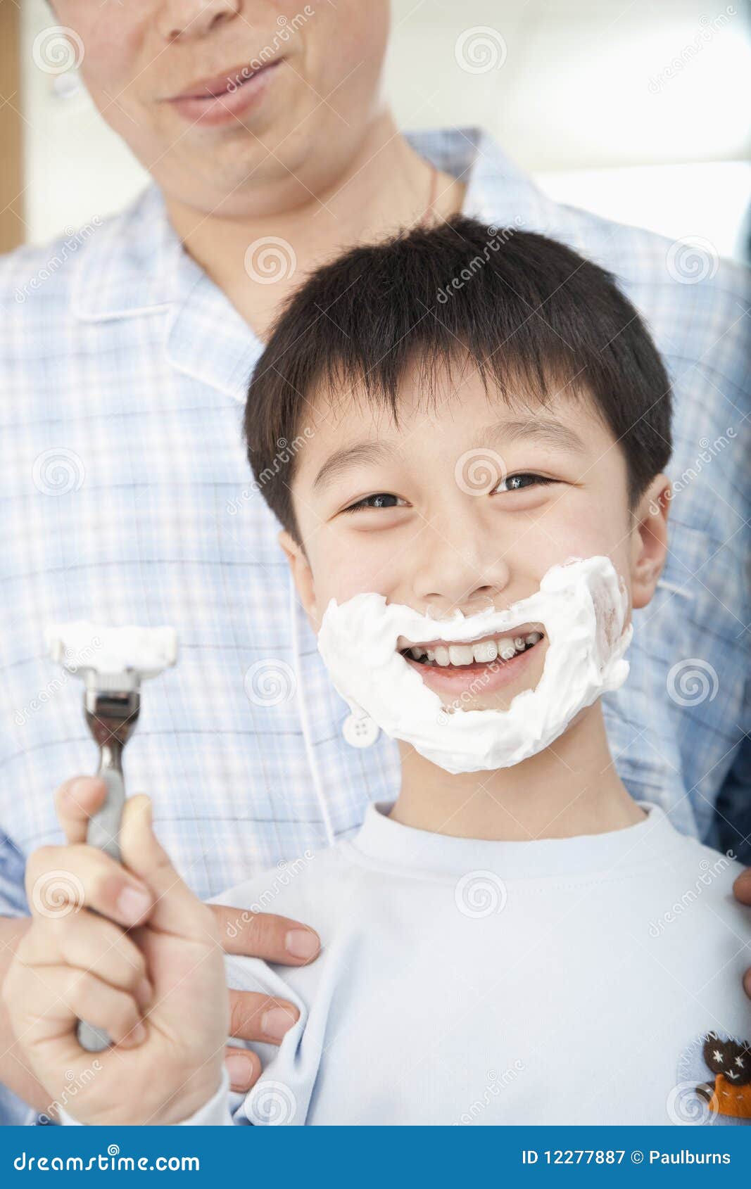 Boy With Shaving Cream On Face Royalty Free Stock Photography Image