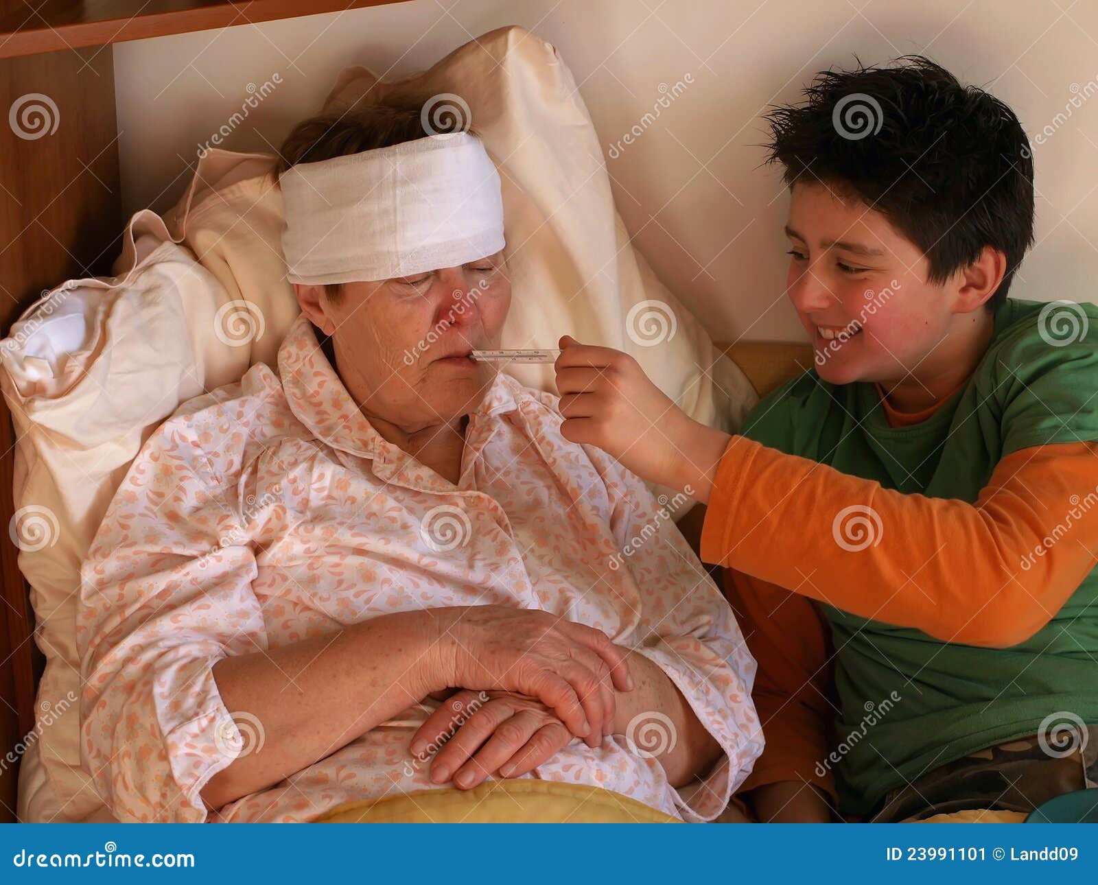 Boy And Sick Old Lady Stock Image Image Of Grandson 23991101