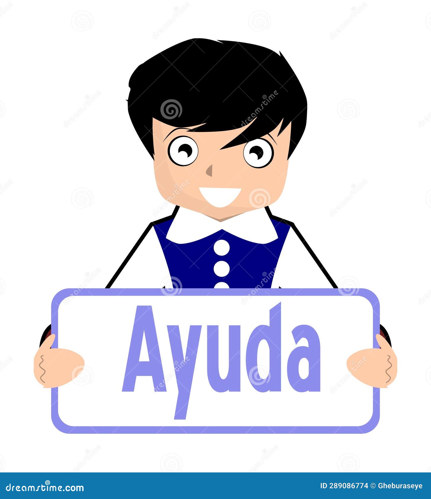 boy with sign help, communication, spanish, colors, .