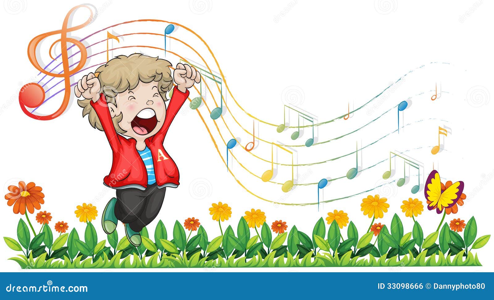 A Boy Singing At The Garden Royalty Free Stock Image - Image: 33098666