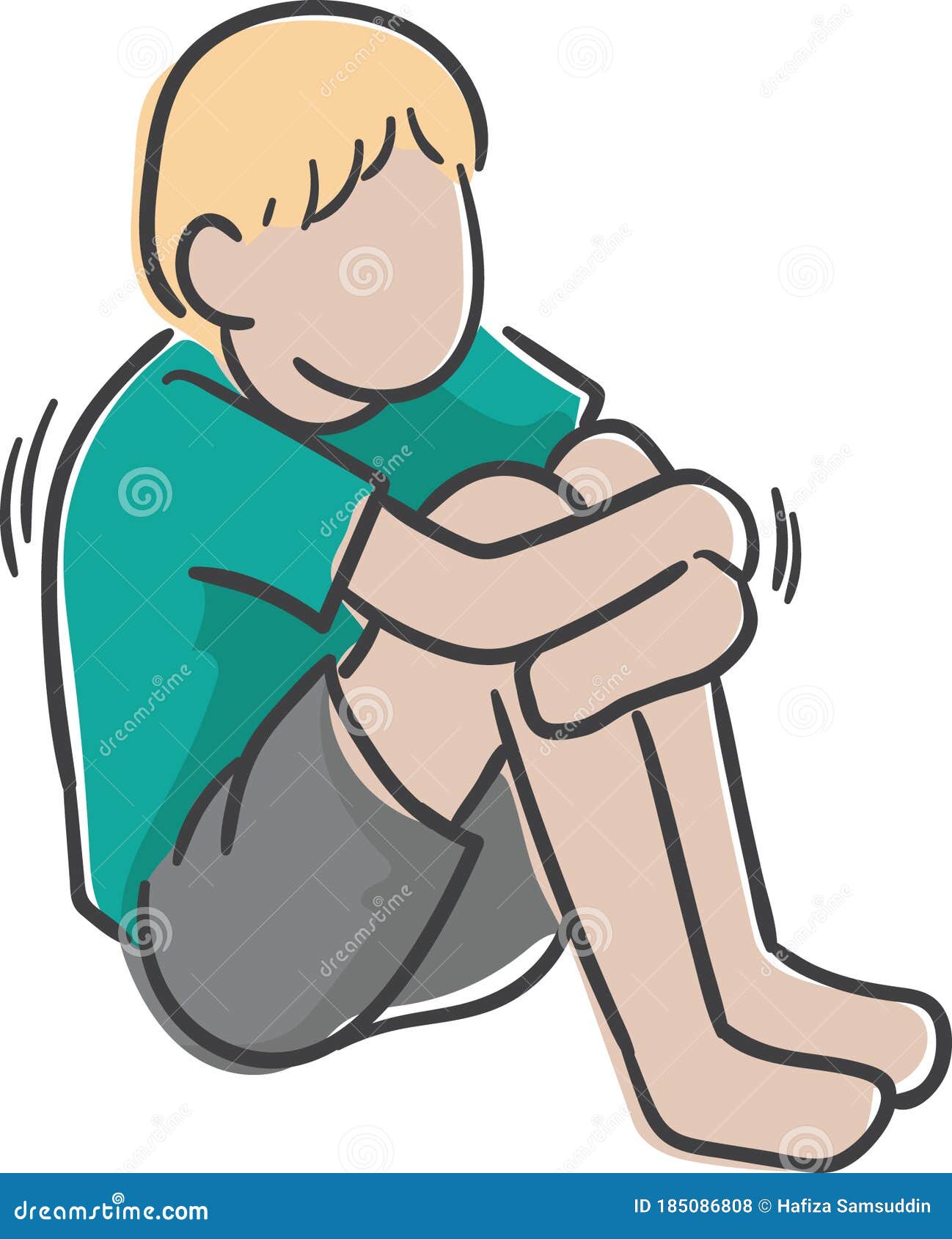 Boy Sitting with Folded Knees. Vector Illustration Decorative Design ...