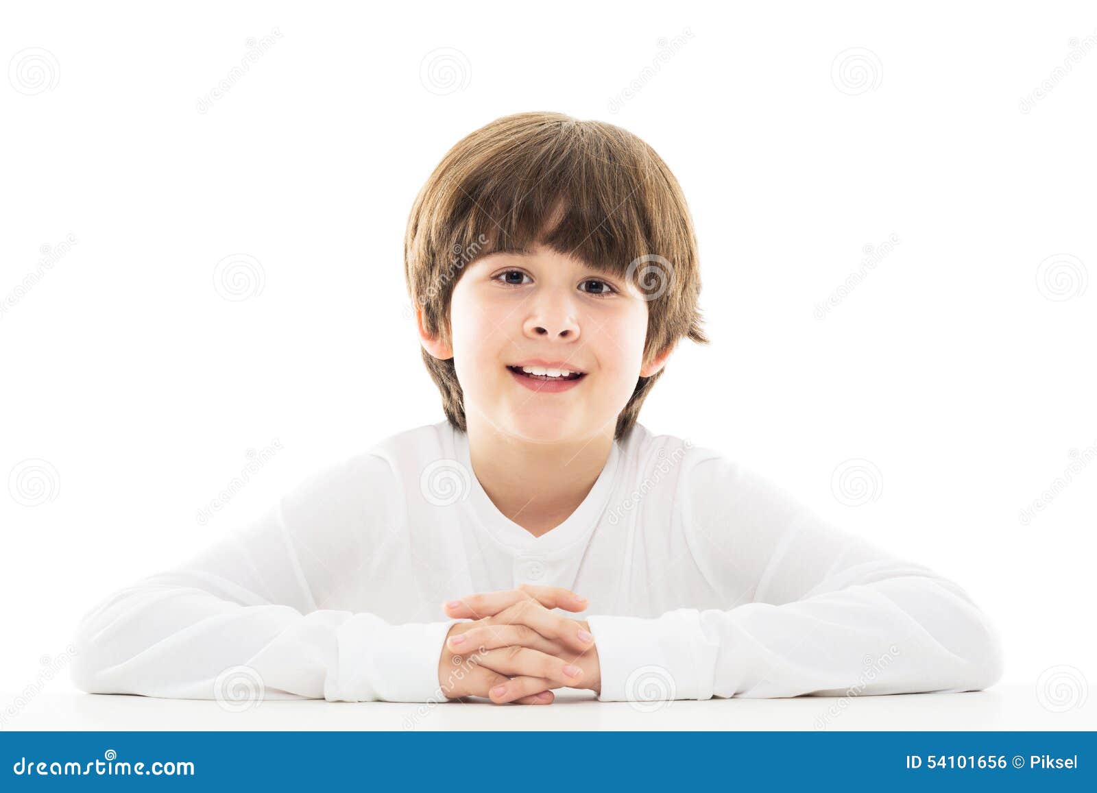 Boy sitting at table stock photo. Image of leaning, childhood 54101656