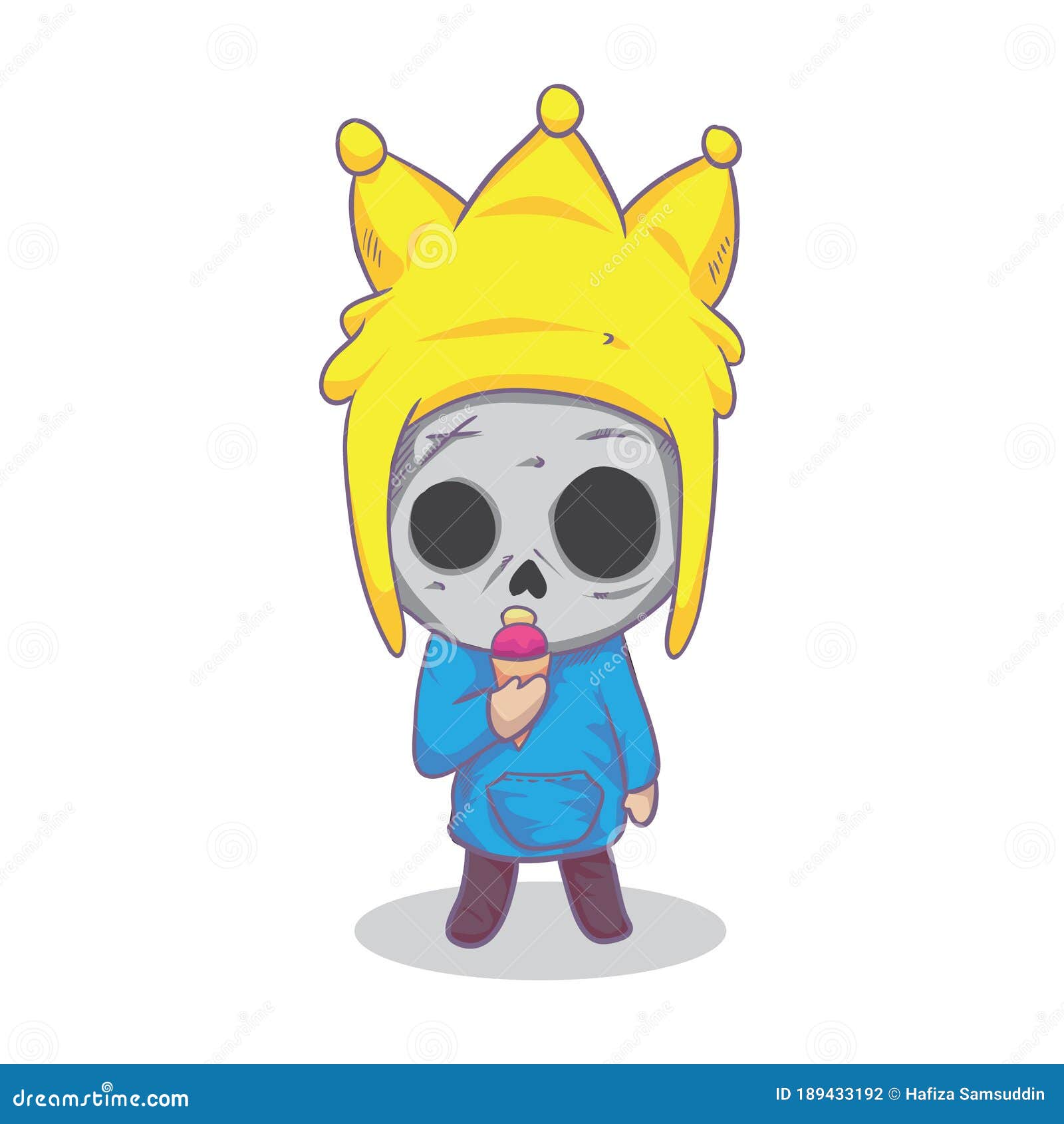Download Boy Skull Eating Ice Cream Cone. Vector Illustration ...