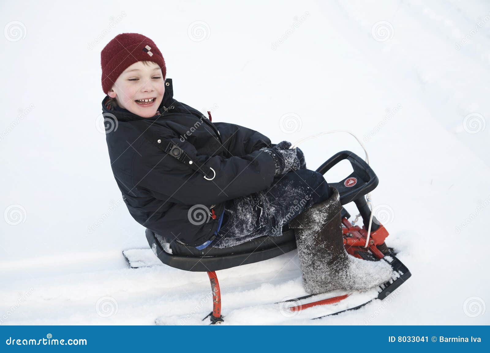 A boy on the sledge stock image. Image of pung, outdoor 8033041