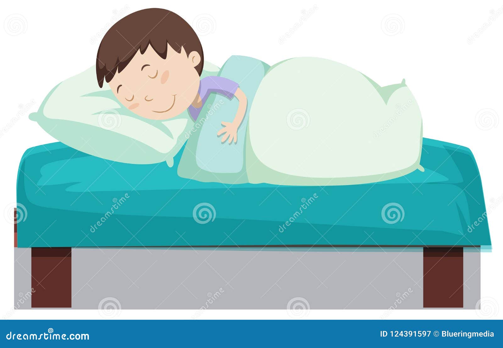 Boy sleeping in bed stock vector. Illustration of sleeping - 124391597