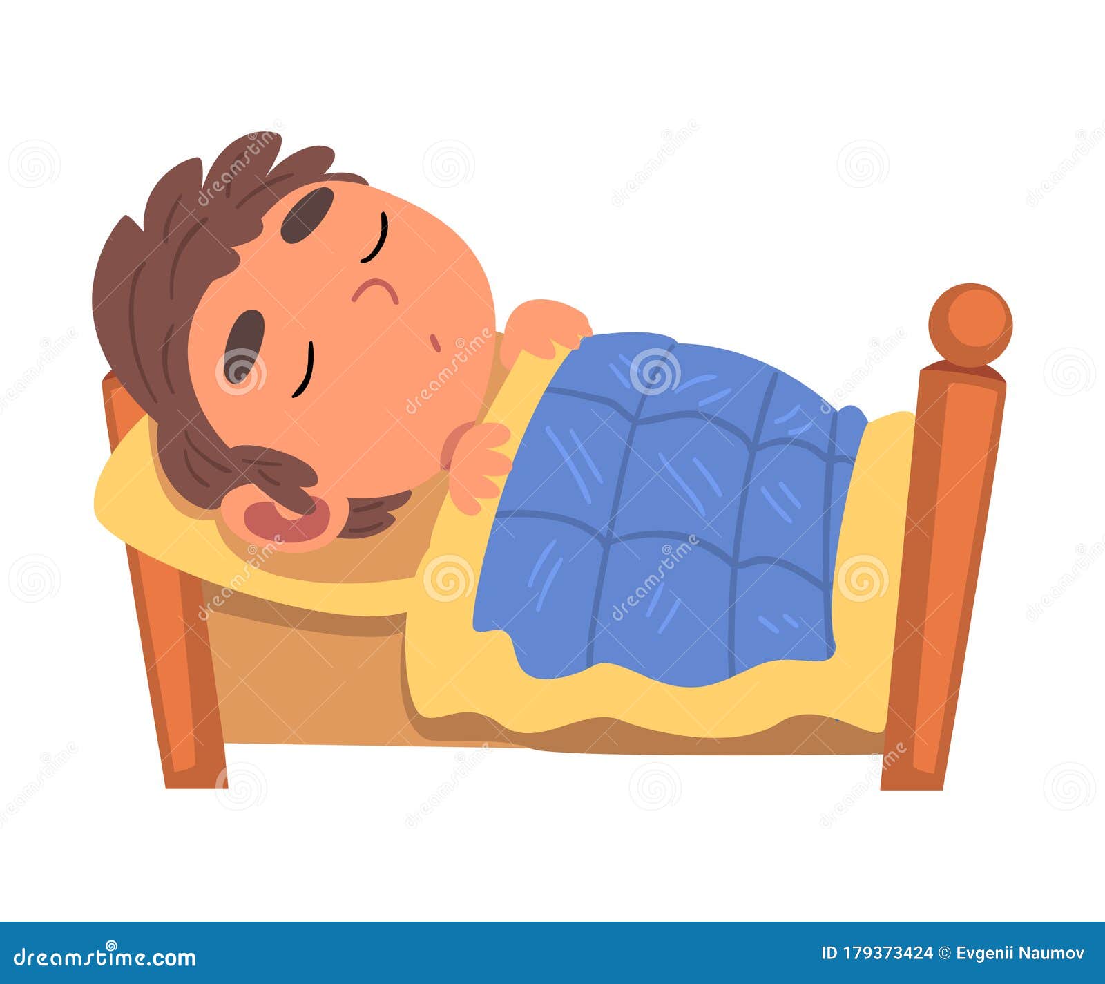 Boy Sleeping in His Bed, Schoolboy daily Routine Activity Cartoon ...