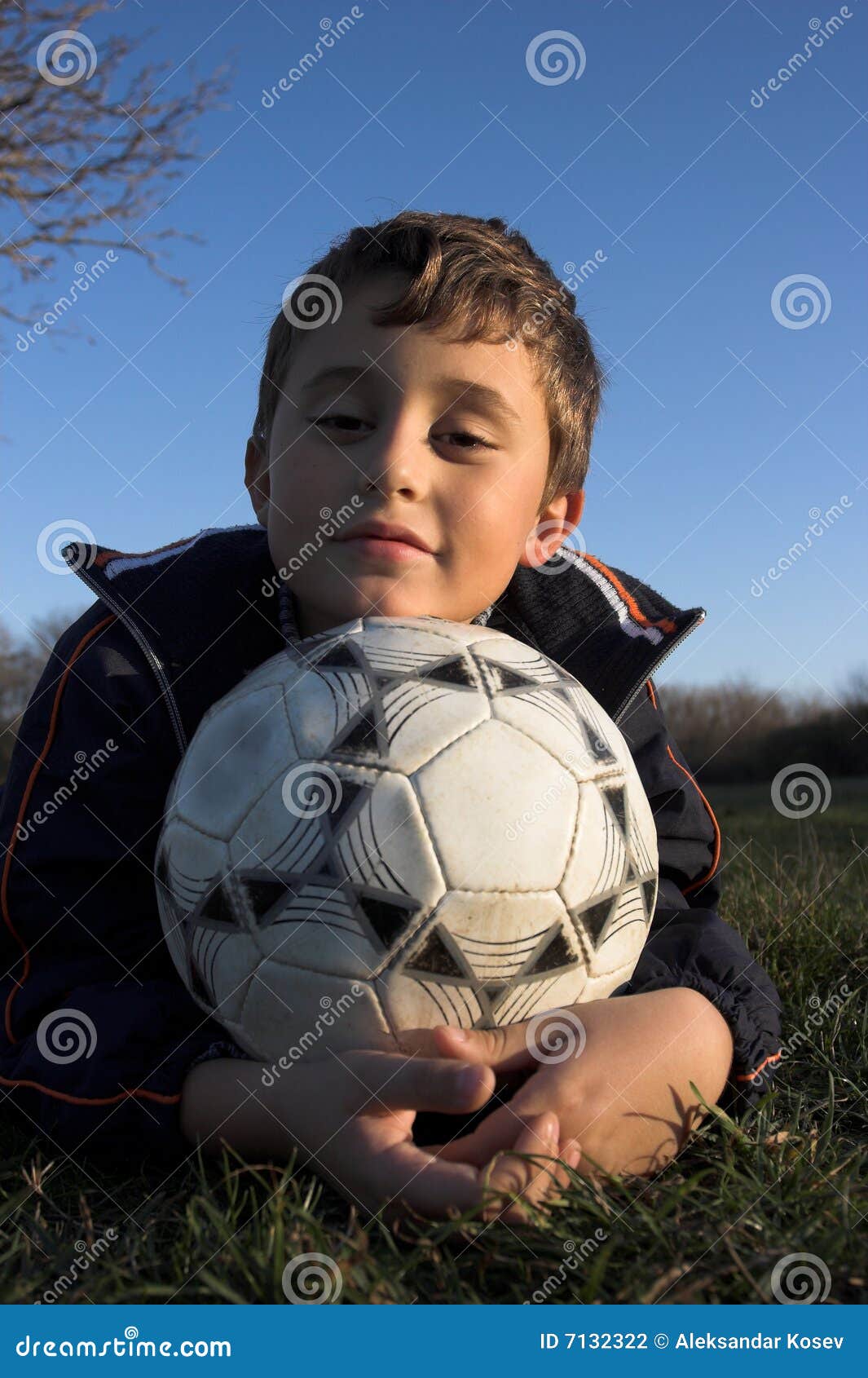 Boy with soccer ball stock photo. Image of male, ball 7132322