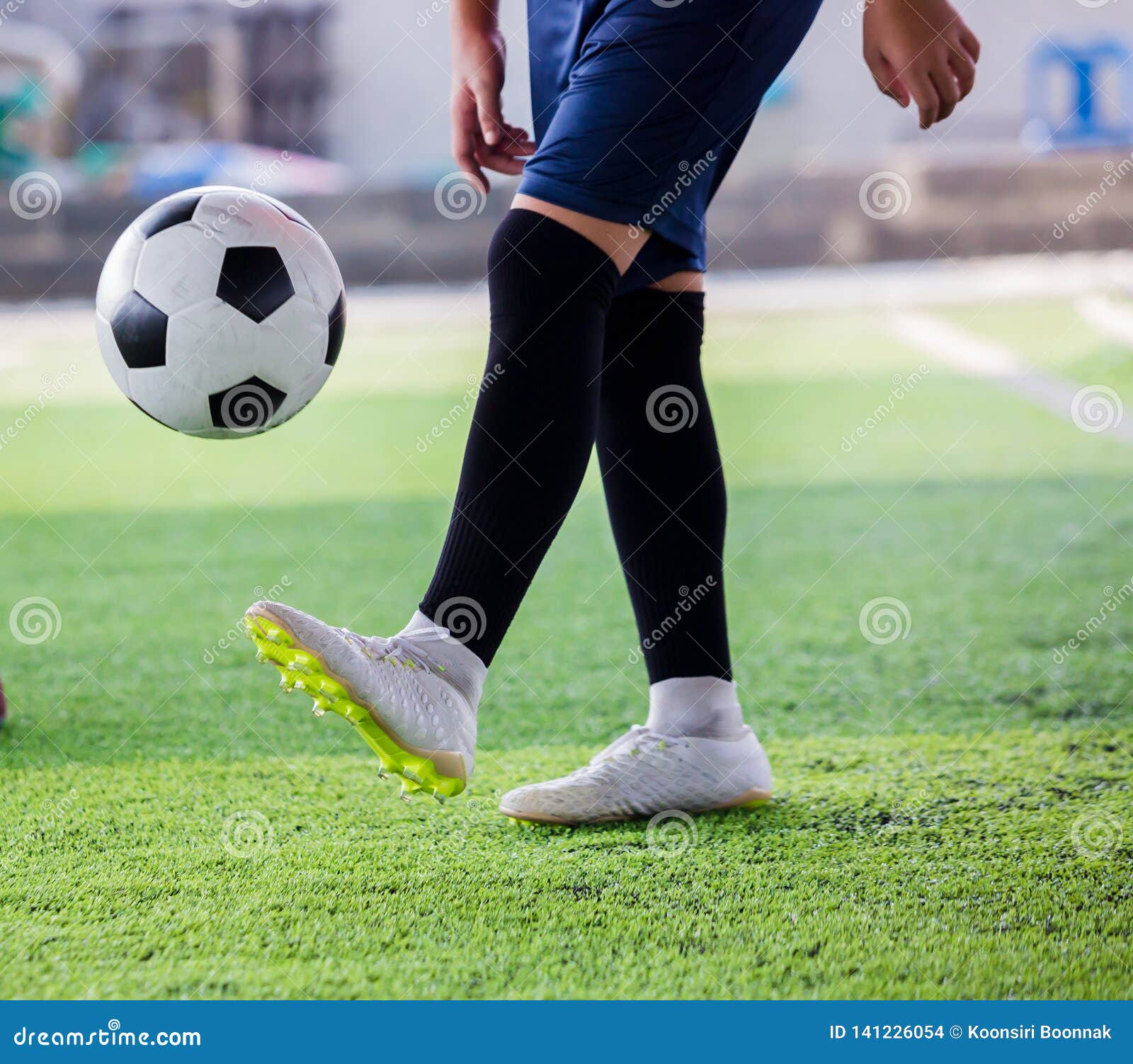 Boy Soccer Juggling and Control Soccer Ball Stock Photo Image of