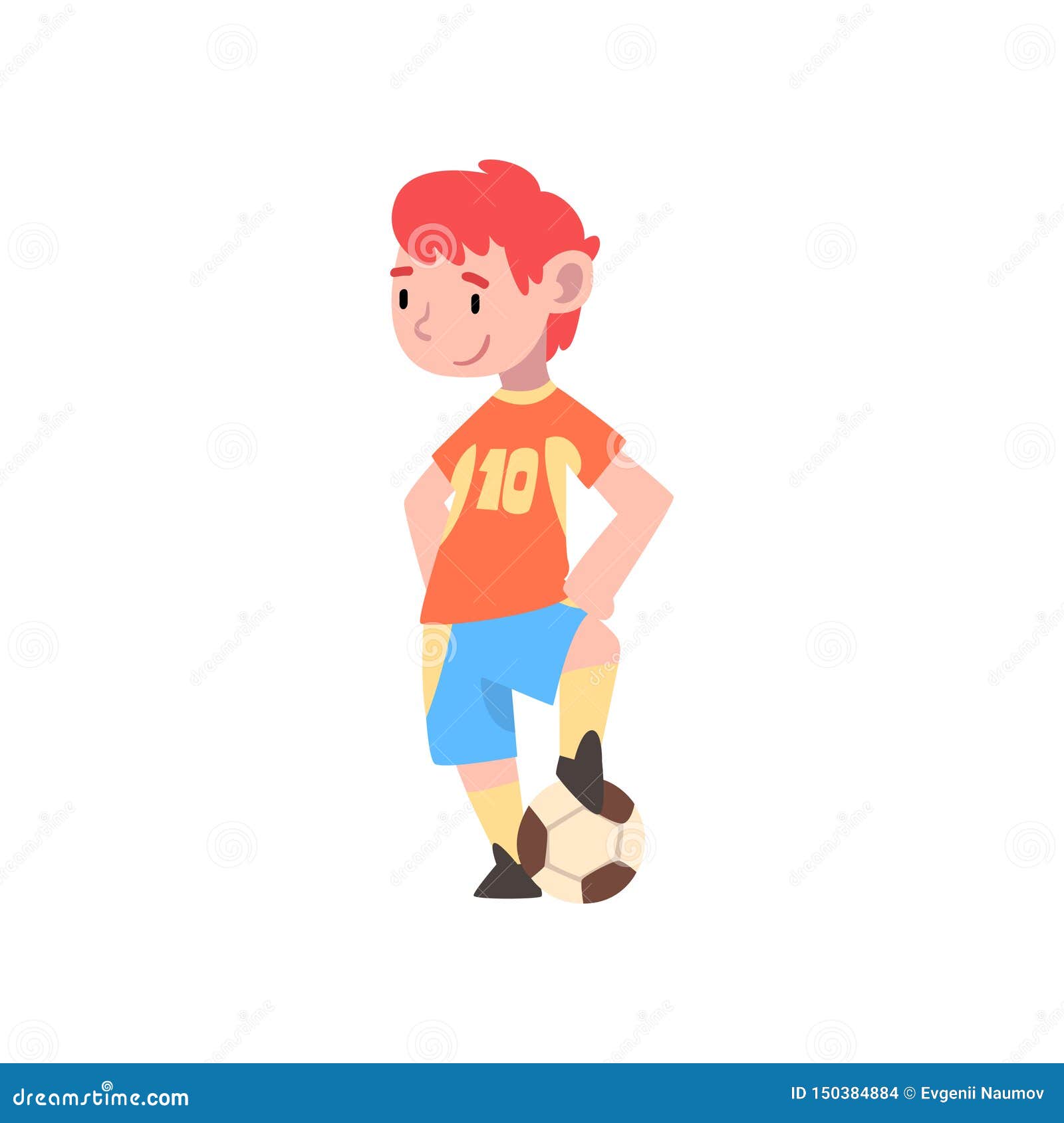 Download Boy Soccer Player, Cute Kid Character In Uniform Playing ...