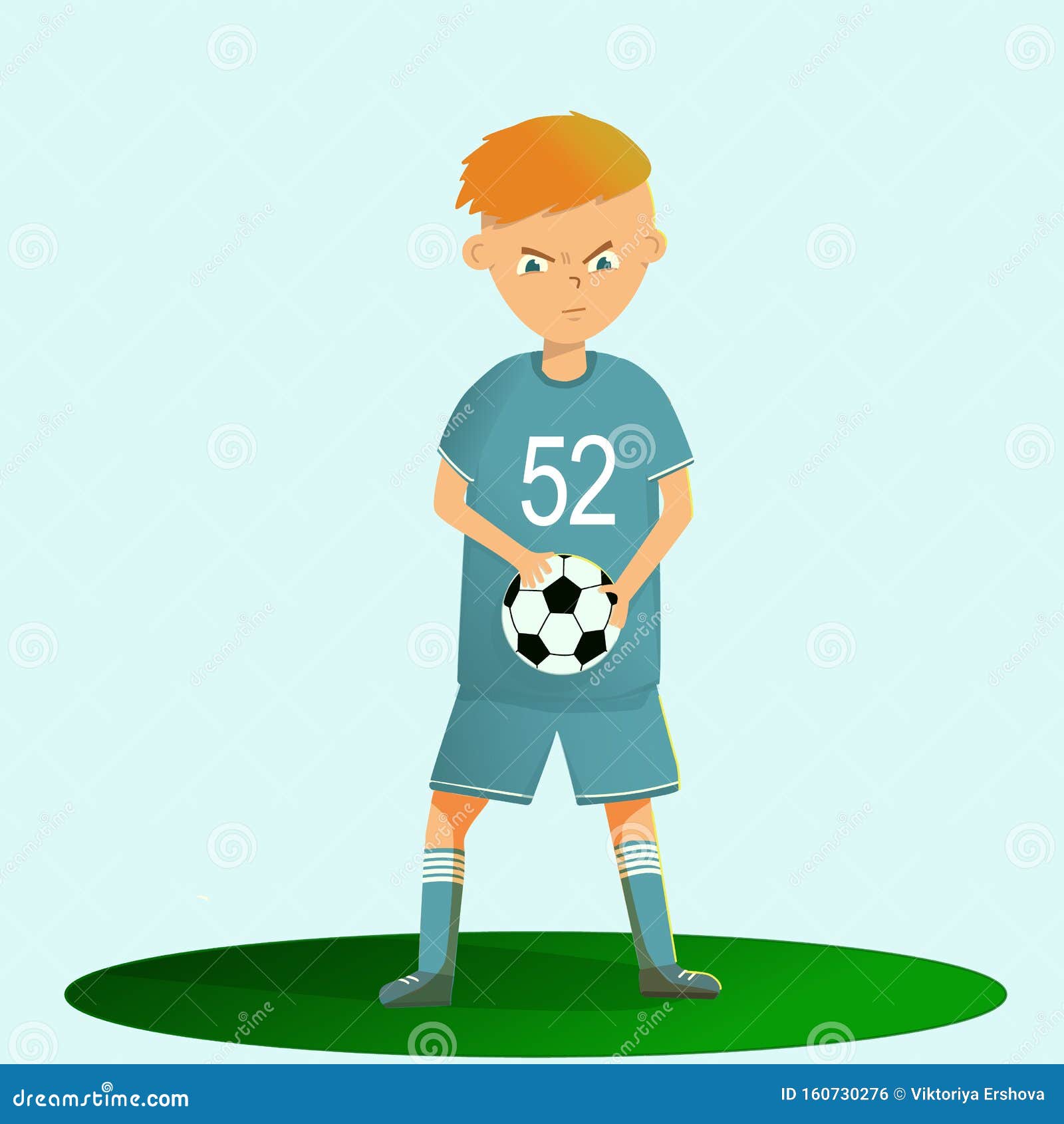 Download Boy Soccer Player Playing Football, Vector Illustration ...