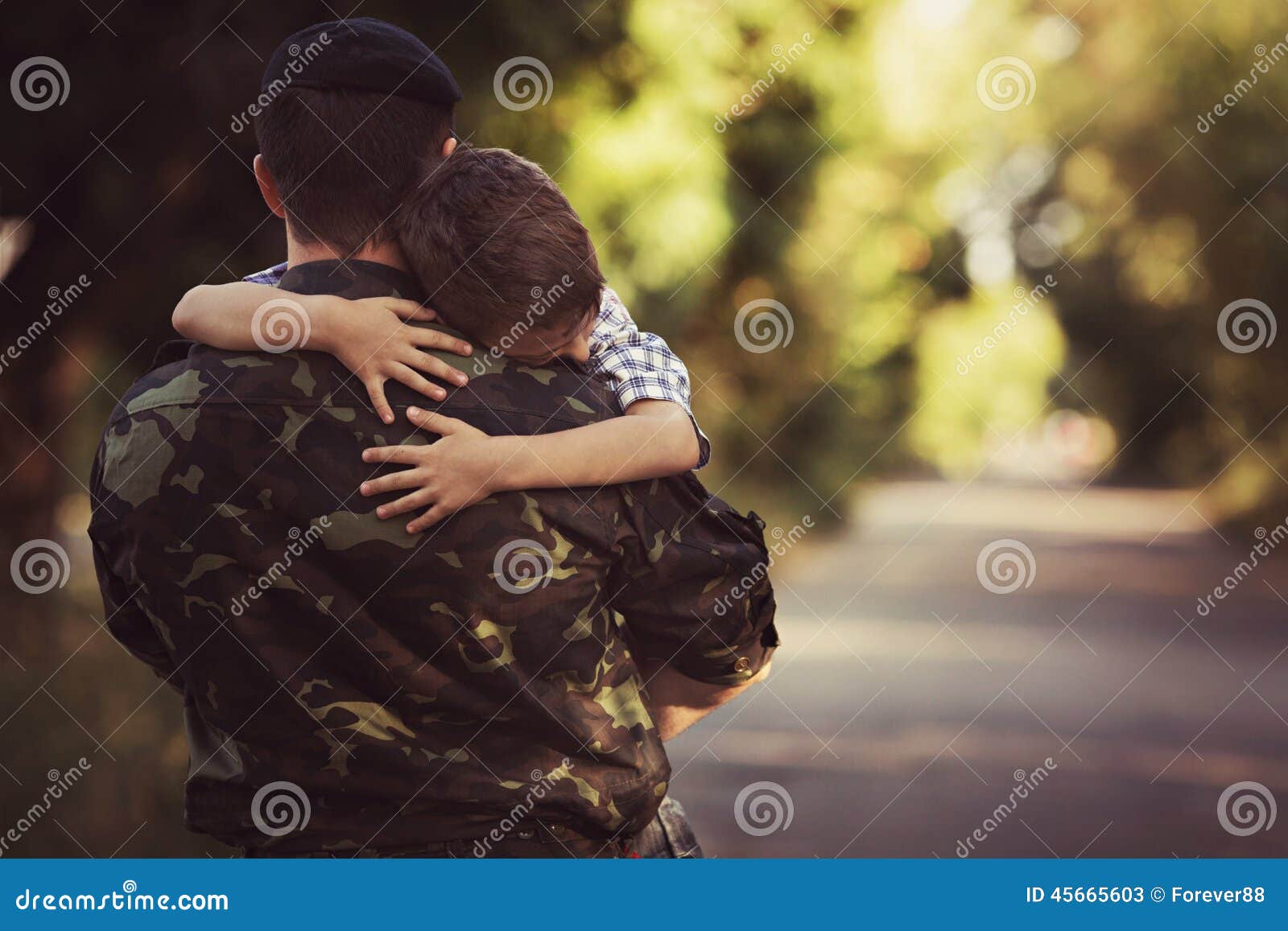 Boy and Soldier in a Military Uniform Stock Image - Image of ...