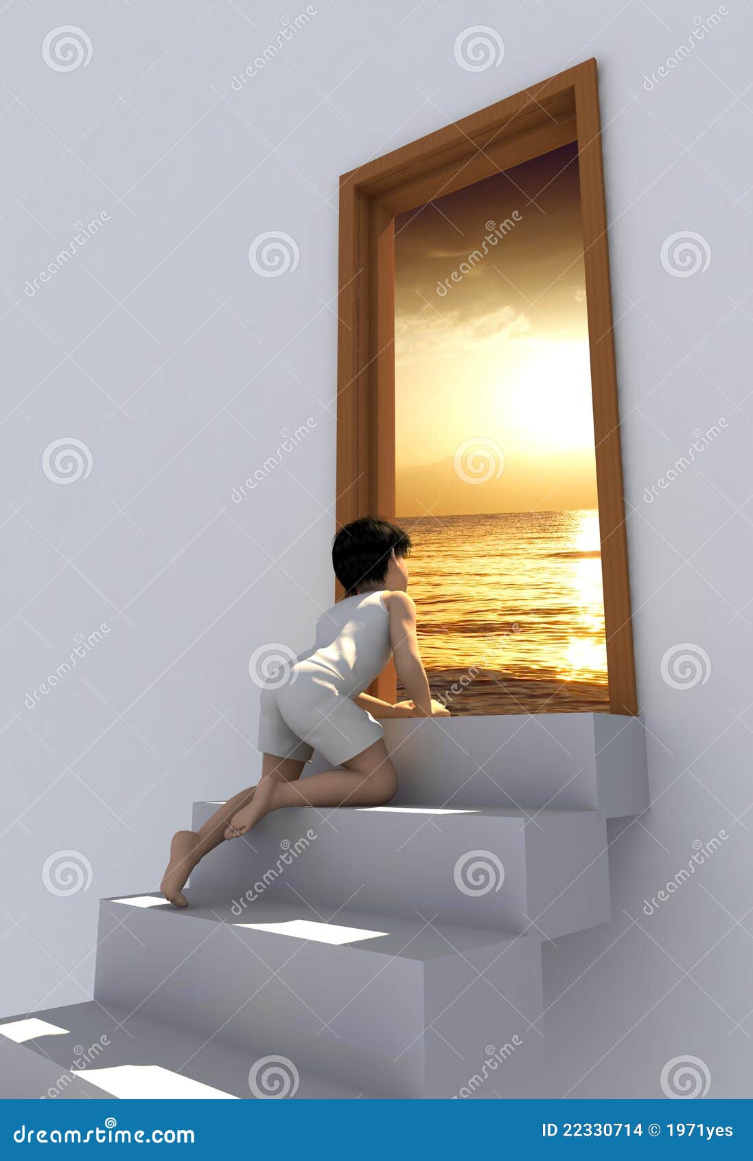 The Boy On The Stairs RoyaltyFree Stock Image