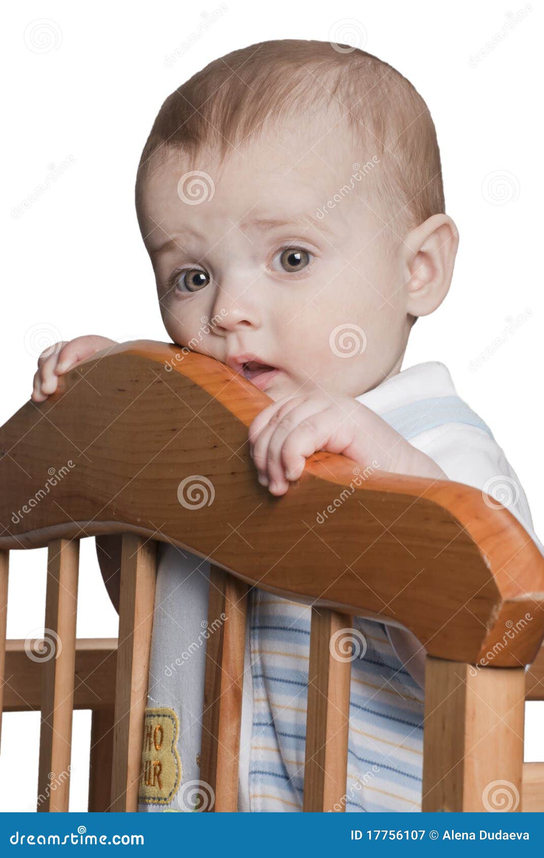 Boy standing in the crib stock image. Image of baby, think 17756107