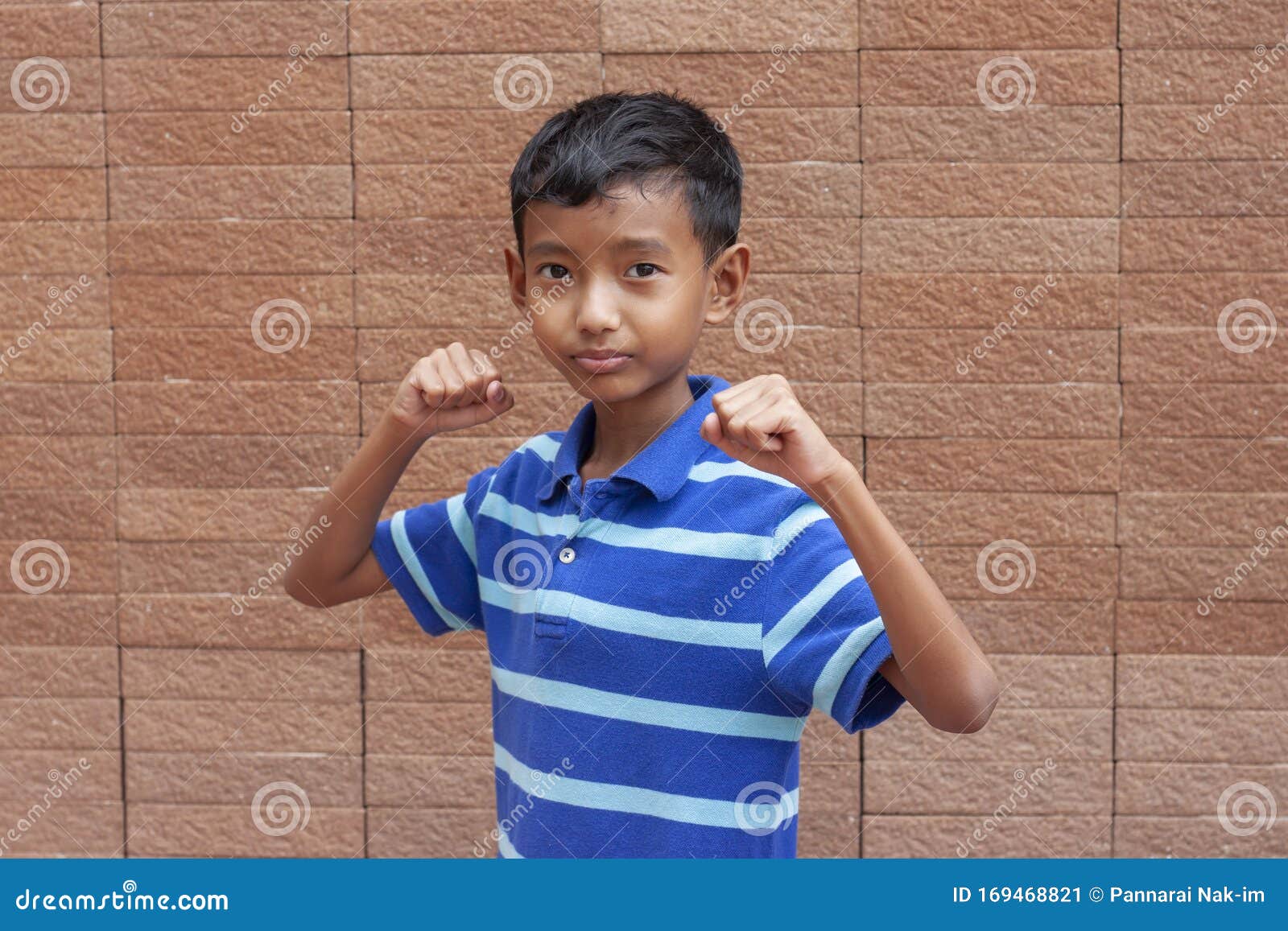 The Boy Standing Poses To Keep Your Guard Up. Stock Image Image of