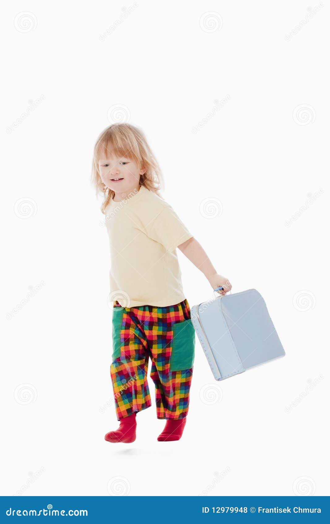 Boy with a suitcase stock photo. Image of isolated, background 12979948