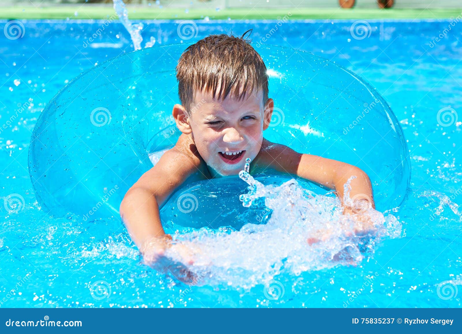 Boy swimming into pool stock image. Image of freedom 75835237