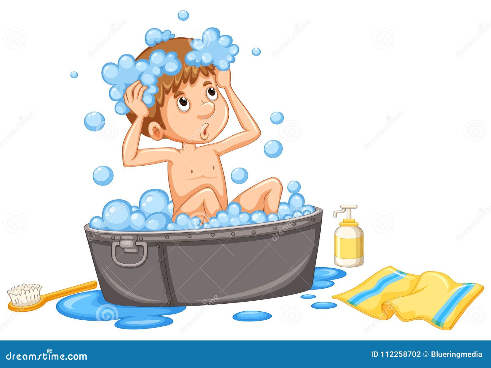 Boy Taking Bubblebath in the Tub Stock Vector Illustration of activity, student 112258702