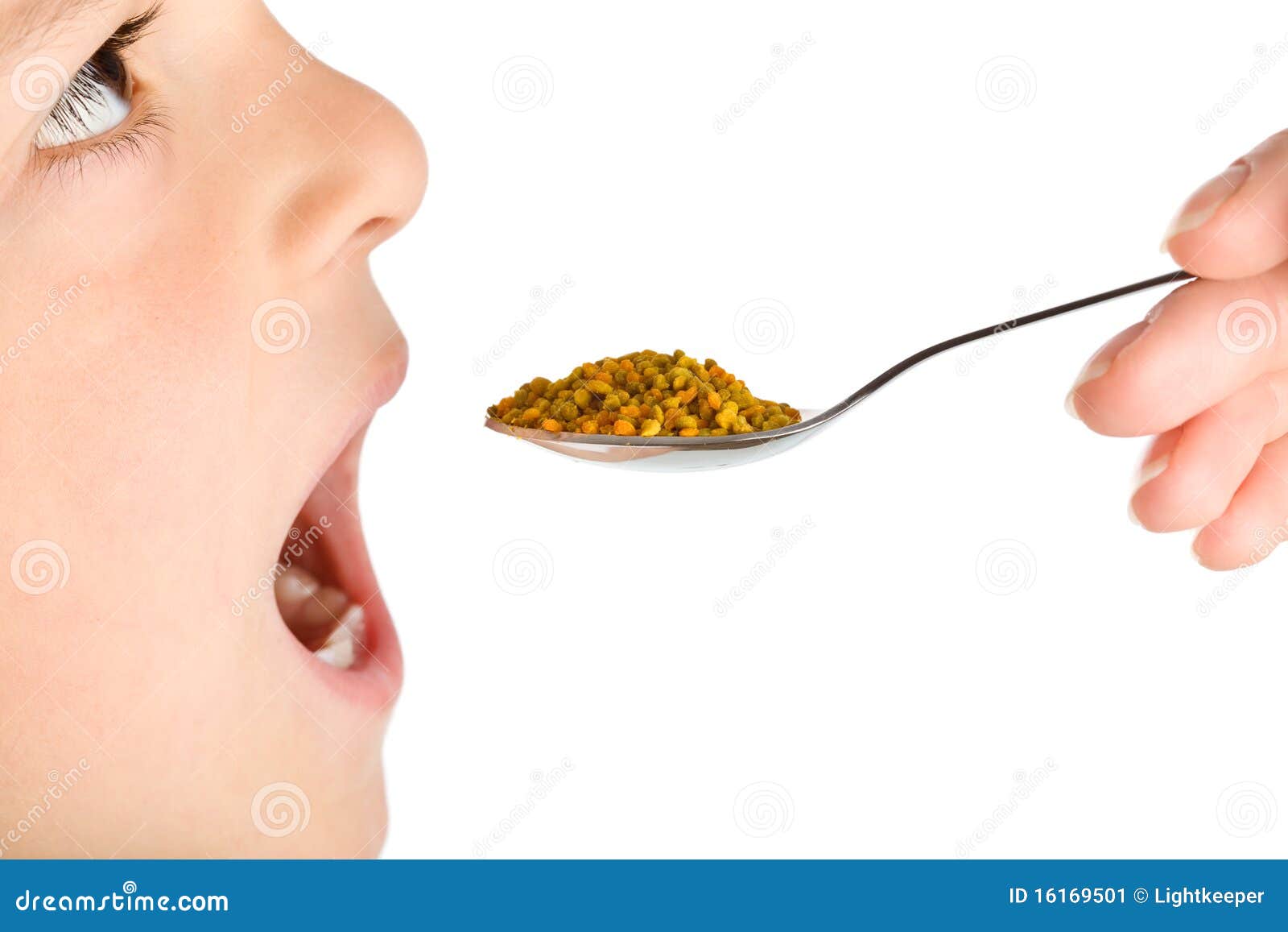 boy taking traditional medicine - pollen granules