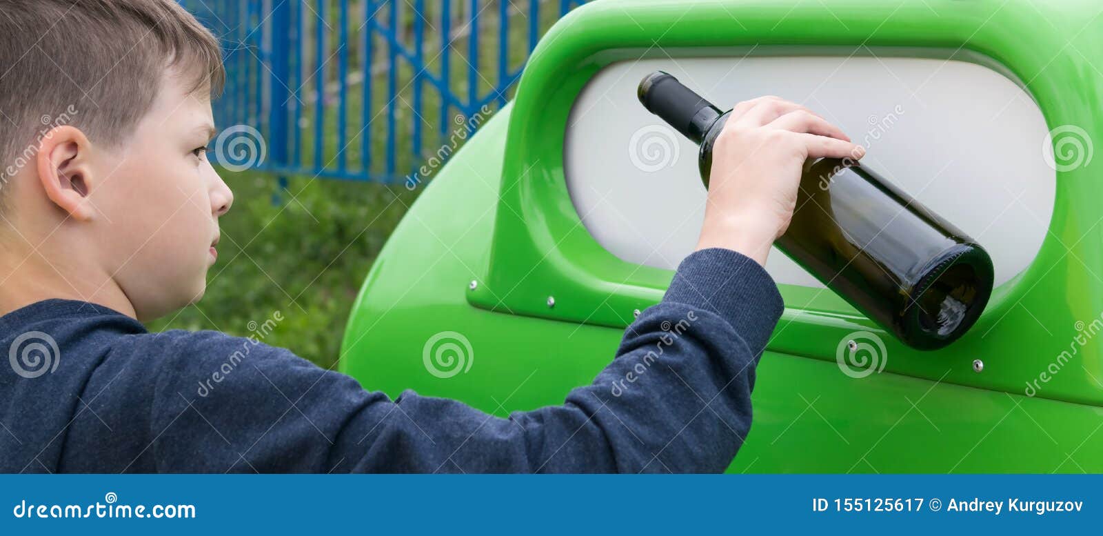 A Boy Throws a Bottle from Under the Wine into the Trash Tank, Rear