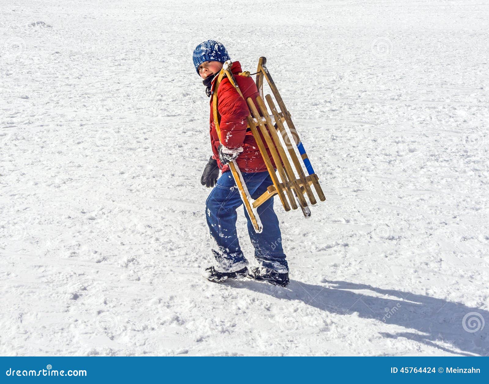 Boy with toboggan stock photo. Image of taunus, germany 45764424