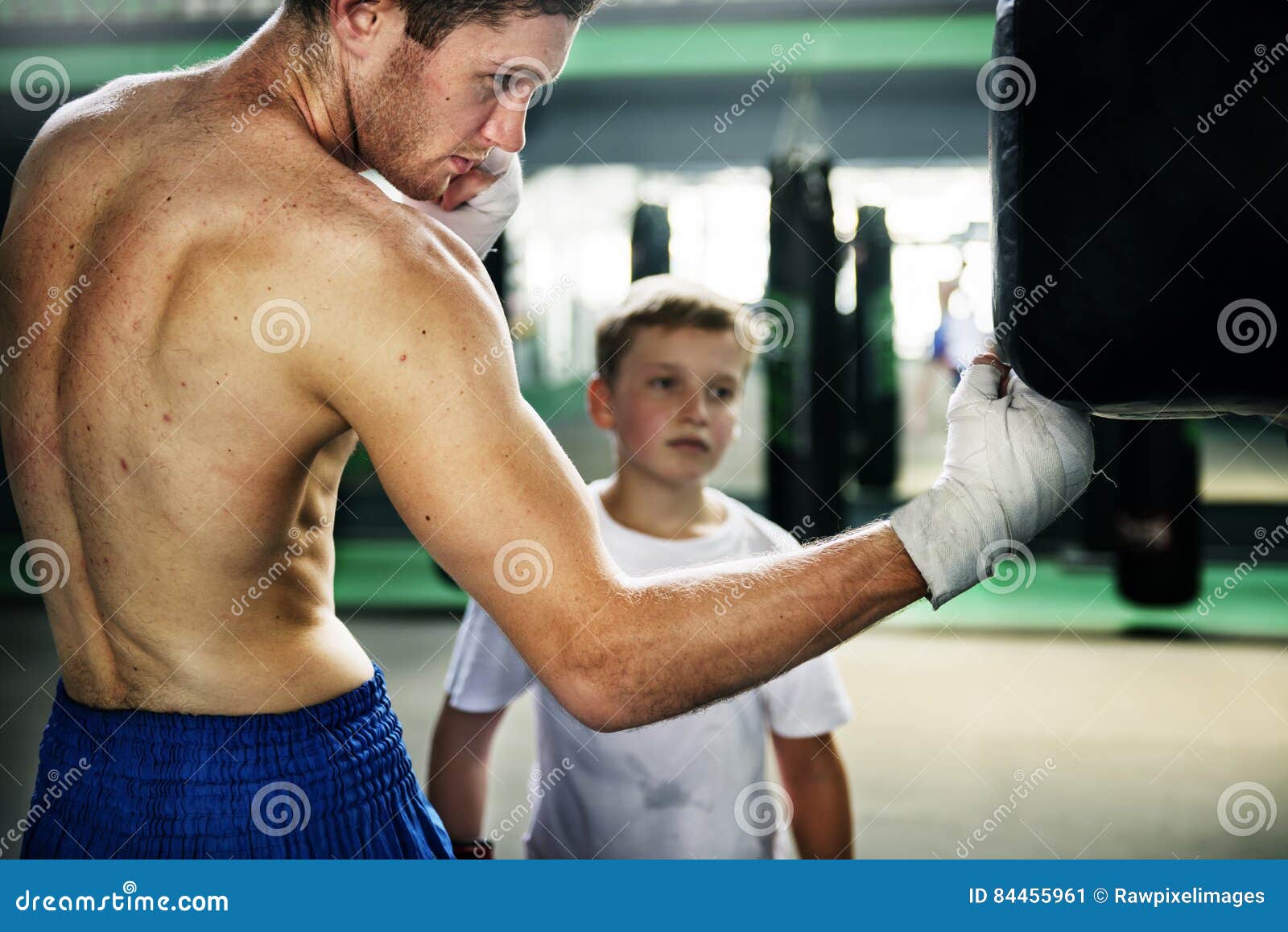 Boy Training Boxing Exercise Movement Concept Stock Image Image of