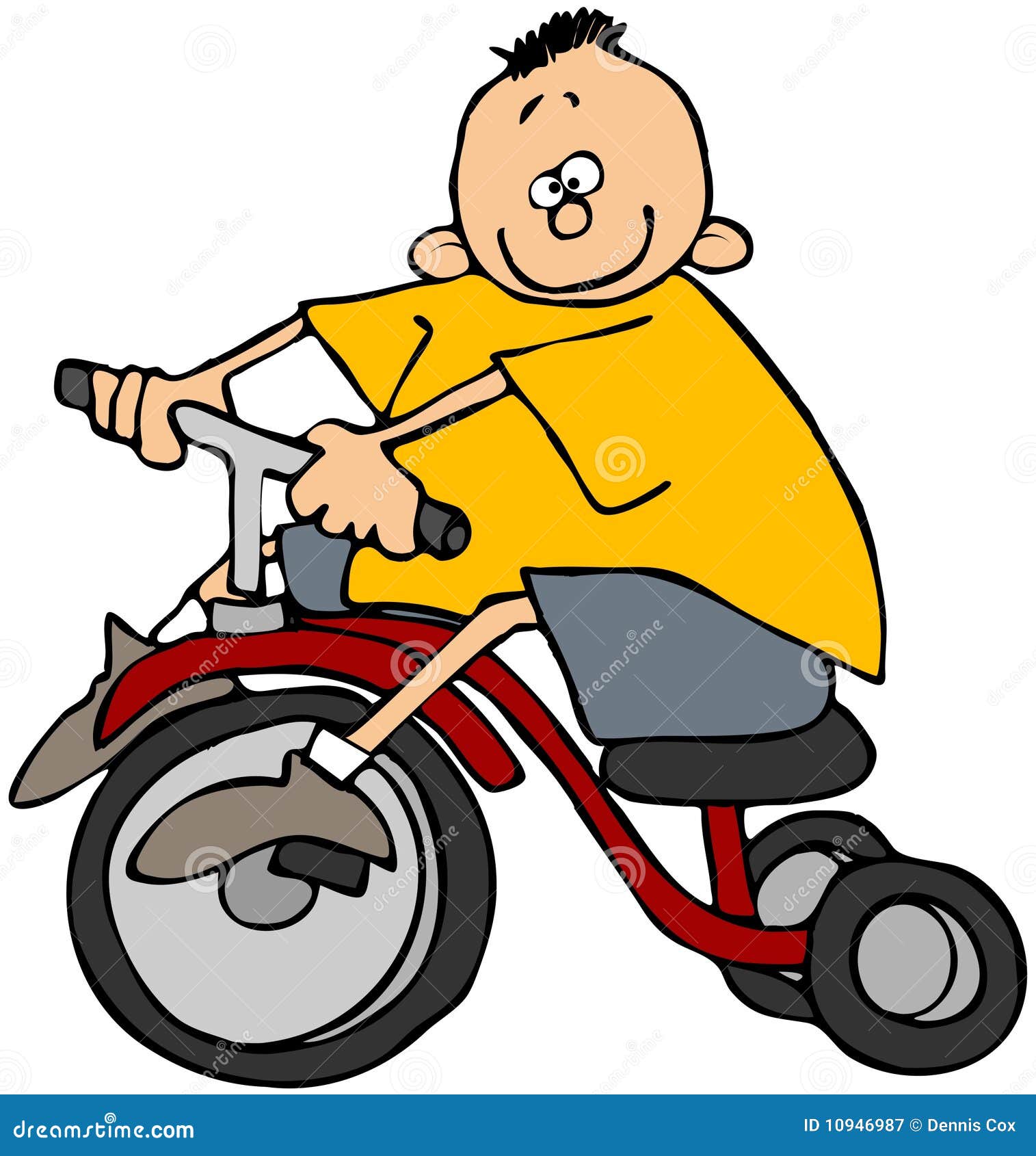 Boy on a Tricycle stock illustration. Illustration of tricycle 10946987