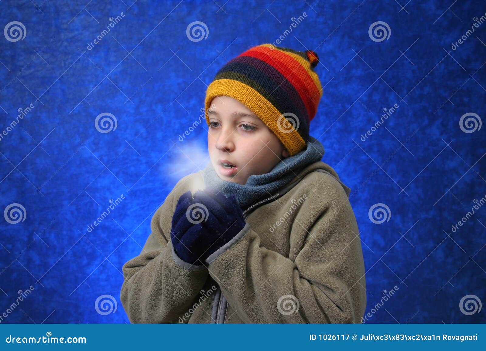 Boy Trying To Warm His Hands Stock Image Image of childhood, warm