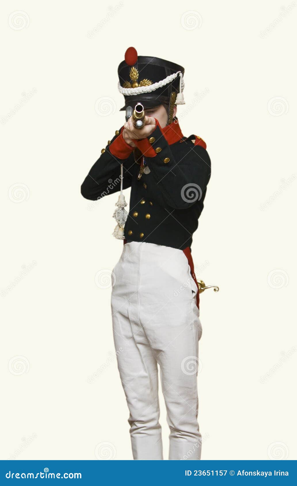 Boy in Uniform of Soldier in XIX Century Stock Image - Image of dress ...