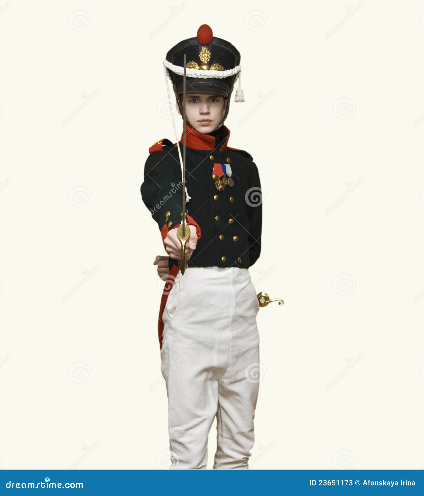 Boy in Uniform of Soldier of XIX Century Stock Image - Image of ...