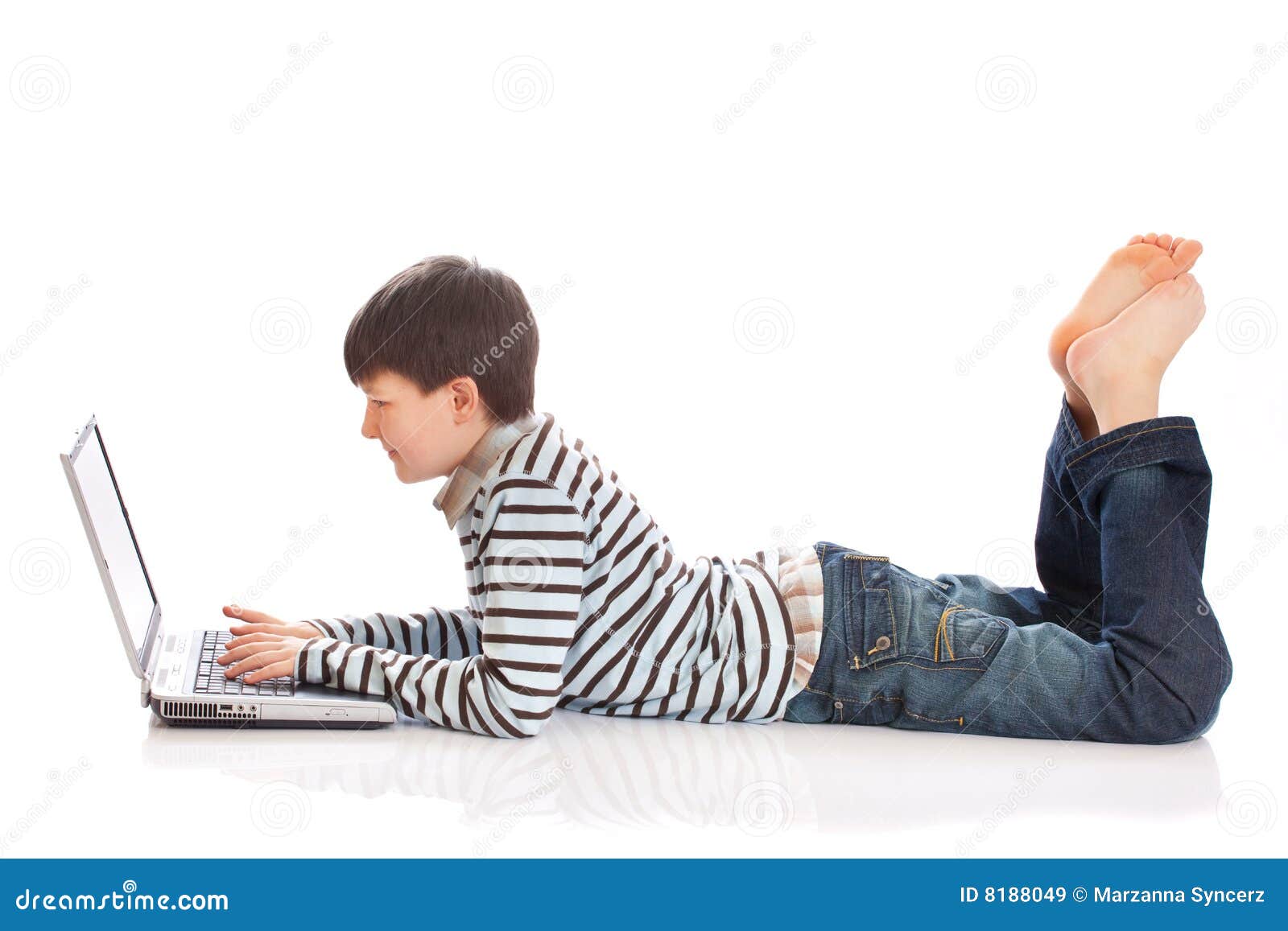 Boy using laptop stock image. Image of keyboard 8188049