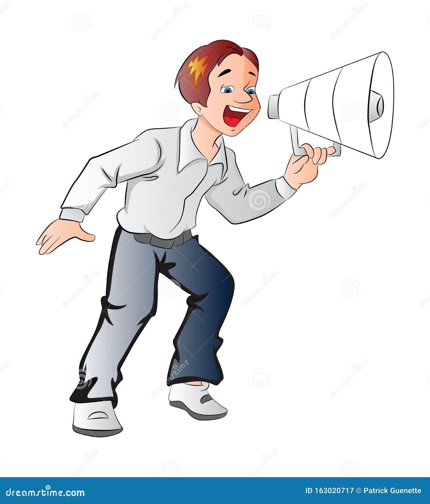 Boy Using a Megaphone, Illustration Stock Vector Illustration of