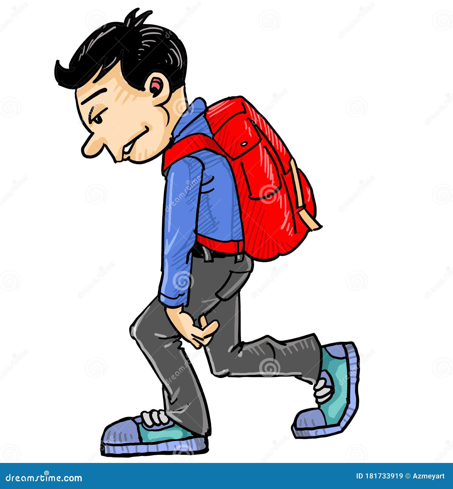 sad boy walking clipart