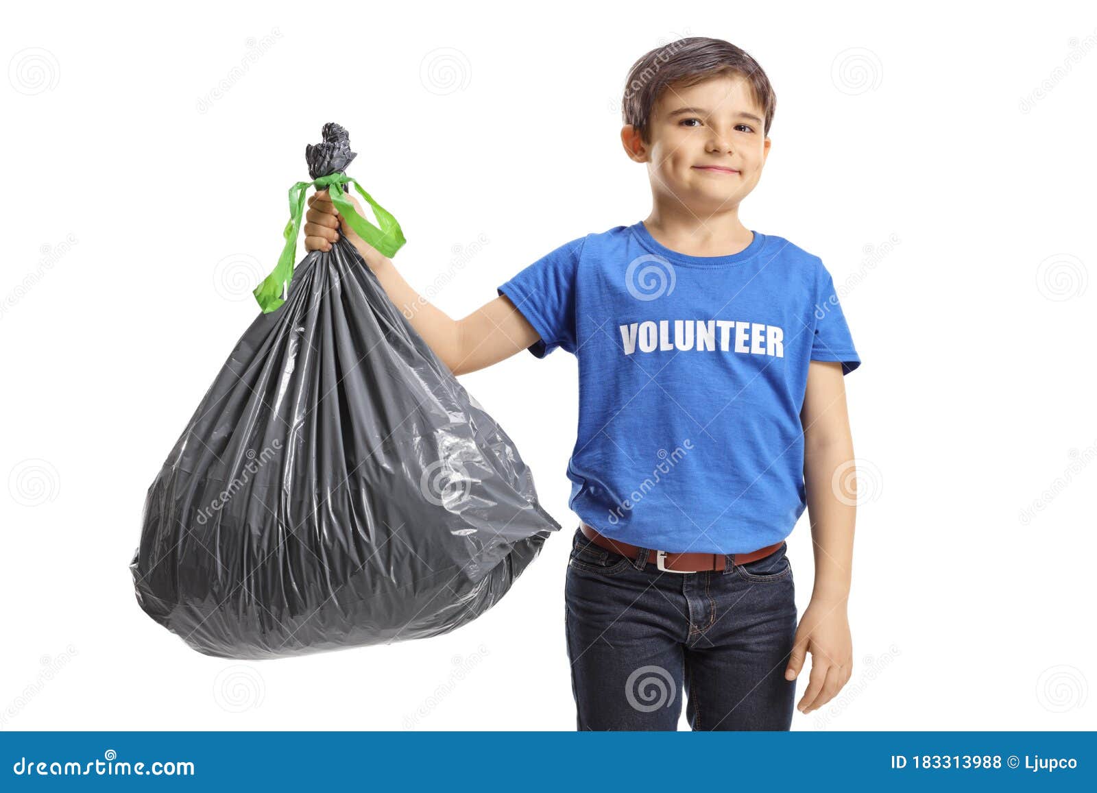 Boy Volunteer Holding A Waste Bag Stock Photo Image Of Background