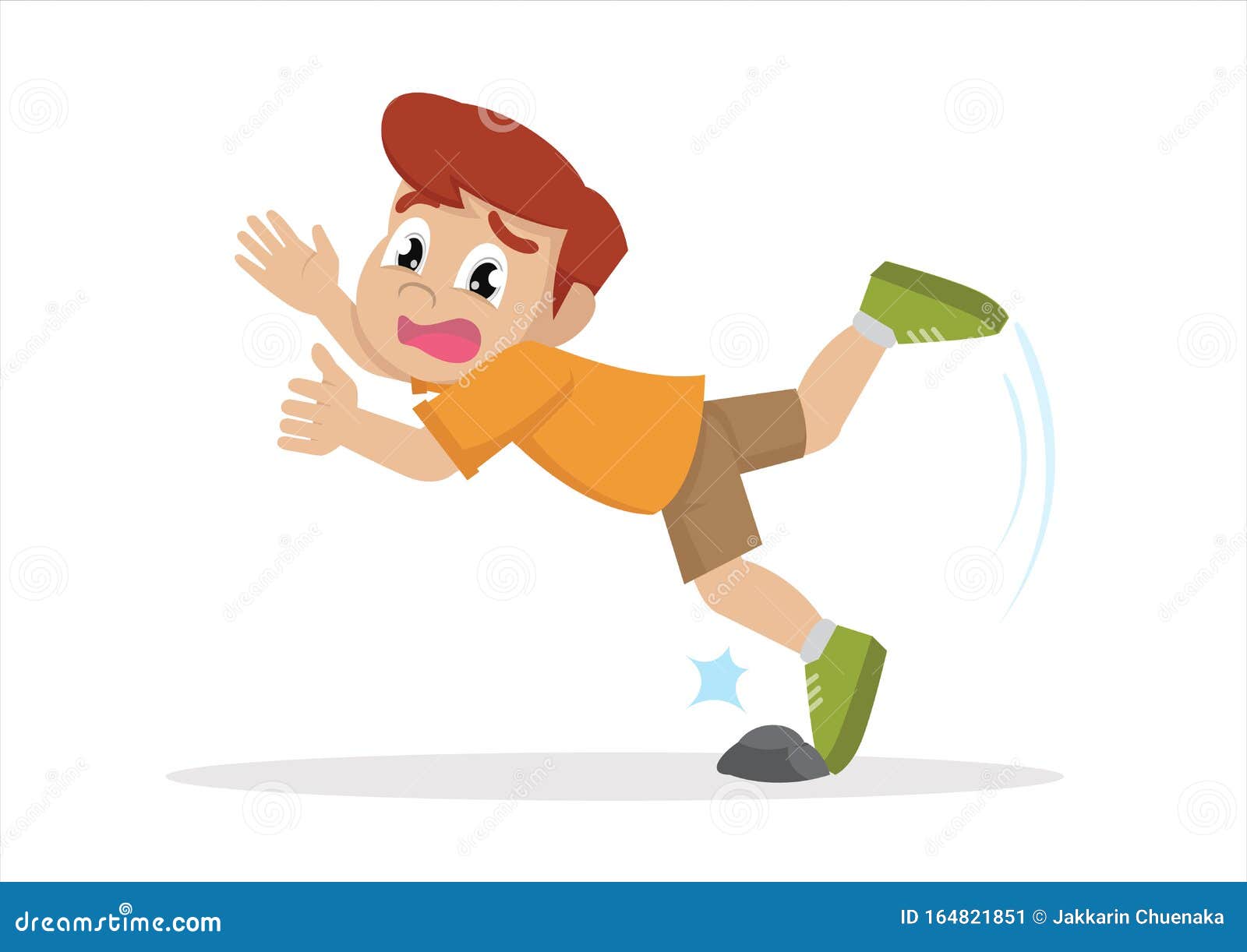 Boy was stumbling on rock. stock vector. Illustration of concepts ...