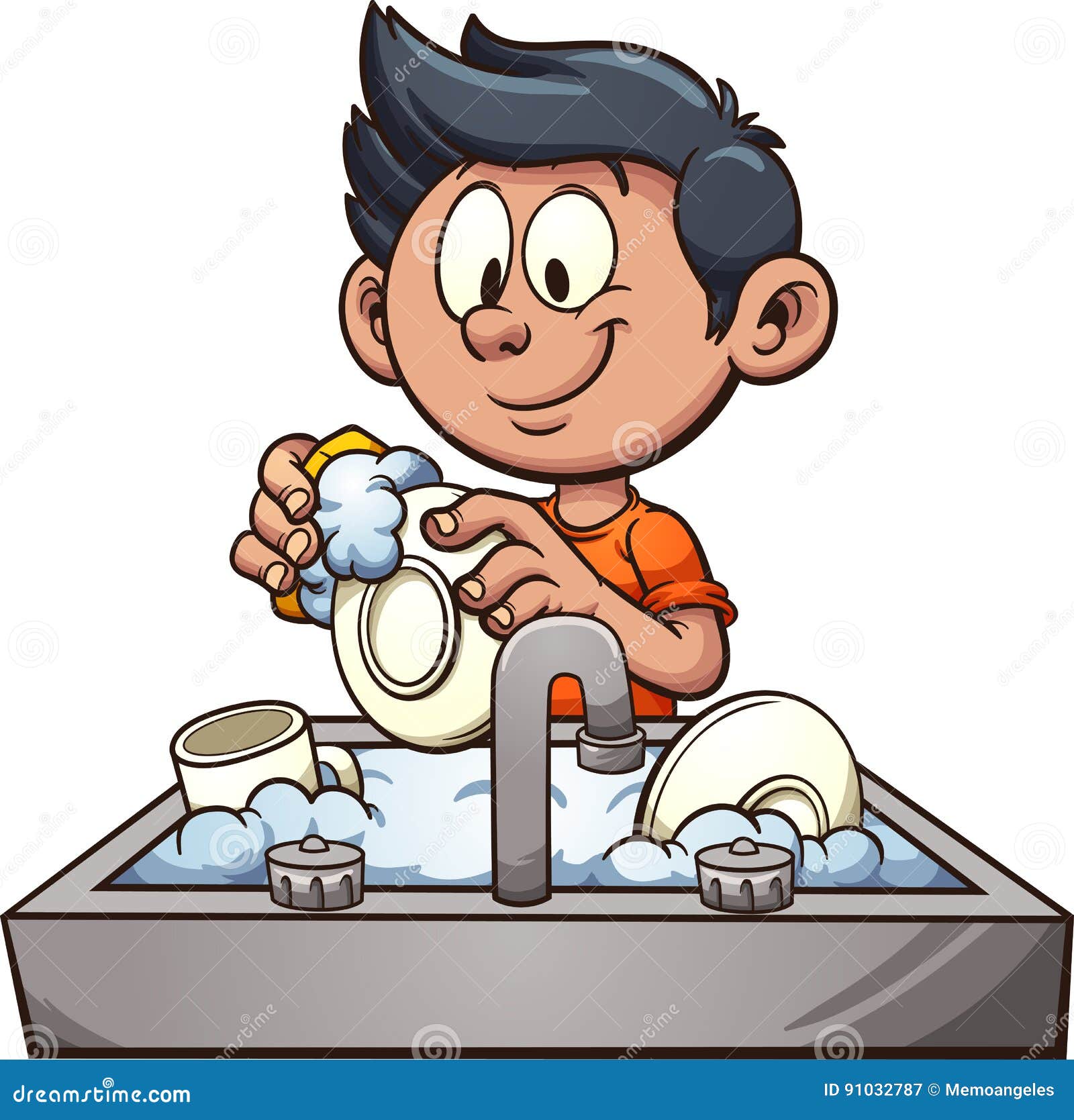 boy washing dishes