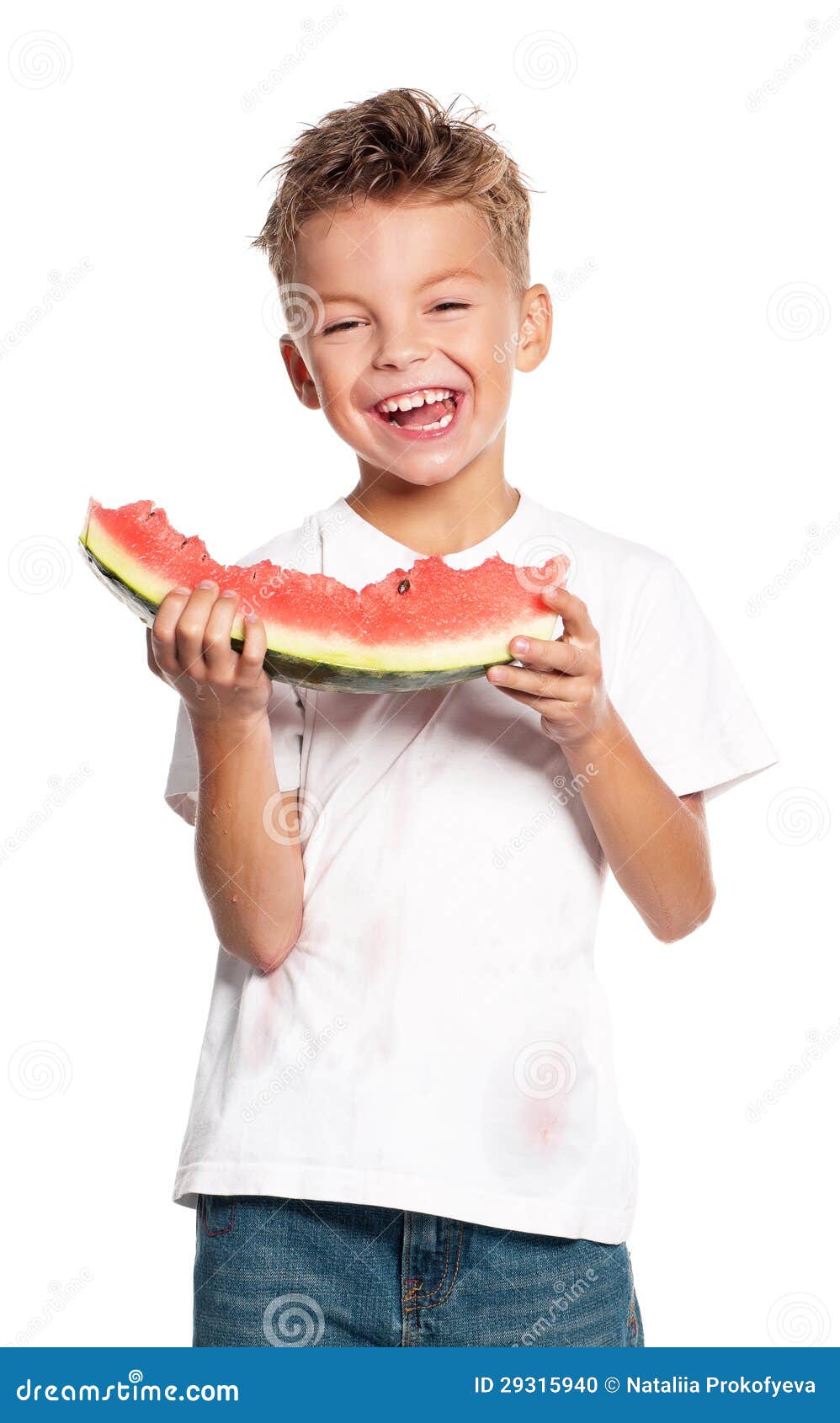 Boy with watermelon stock photo. Image of cheerful, natural 29315940