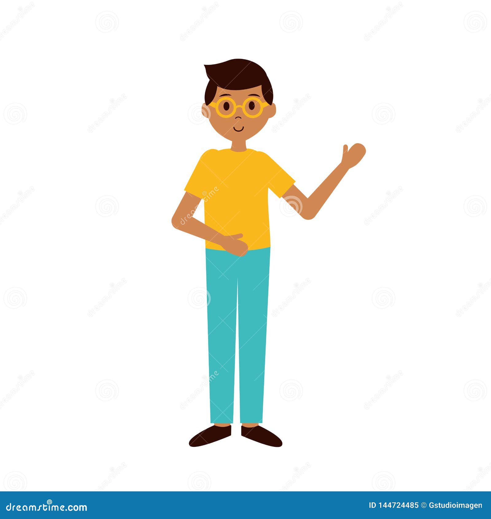 Boy waving hand stock vector. Illustration of cute, background - 144724485