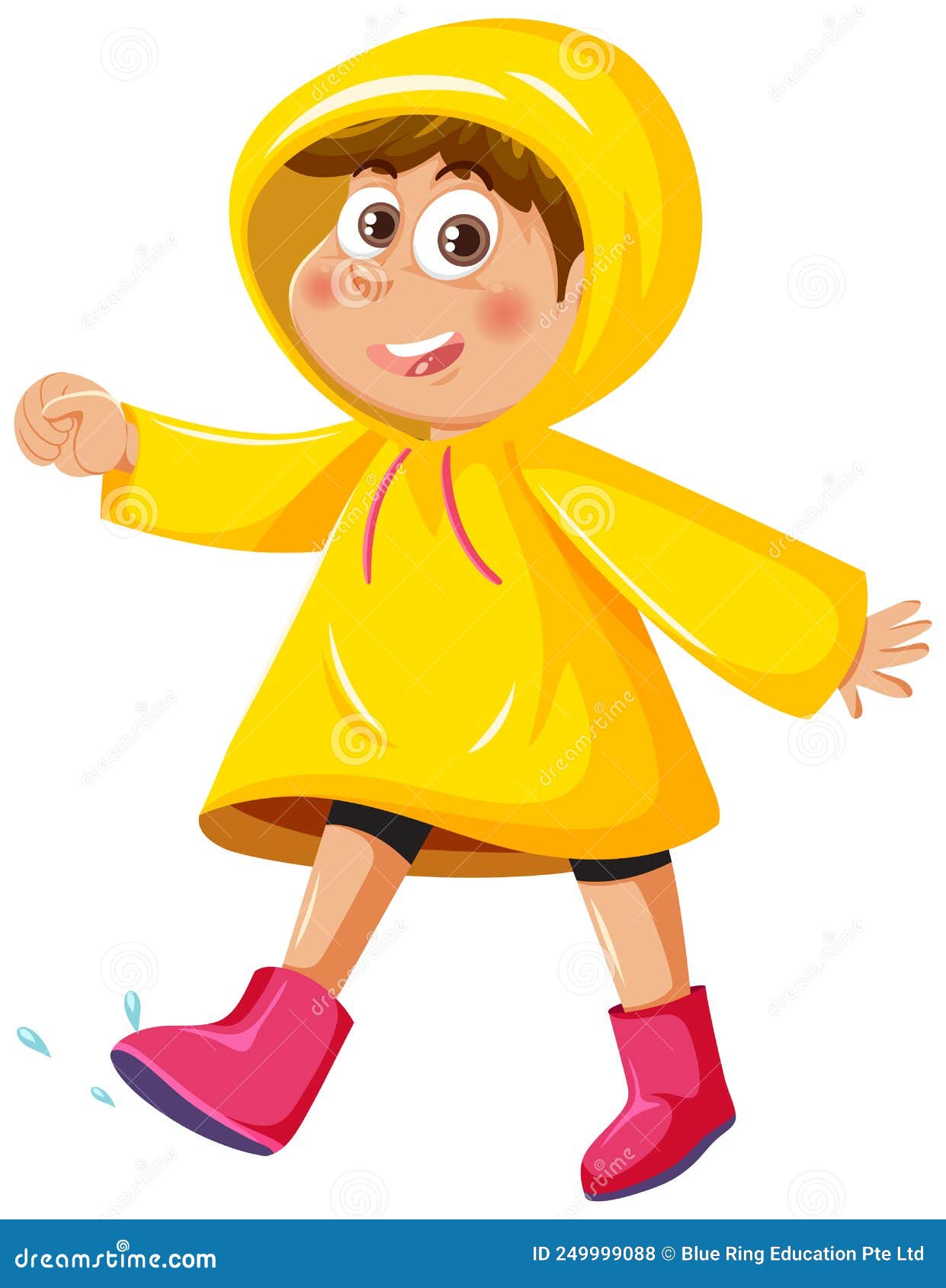 A Boy Wearing Raincoat and Boots Stock Vector - Illustration of male ...